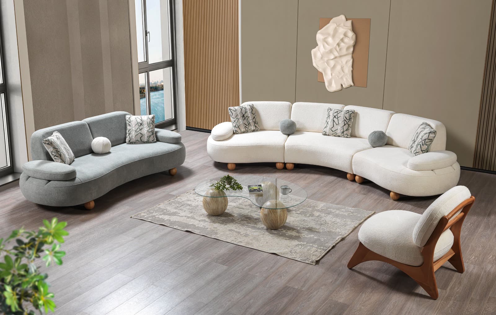 Houston Bohem Koltuk Takımı 4+3+1