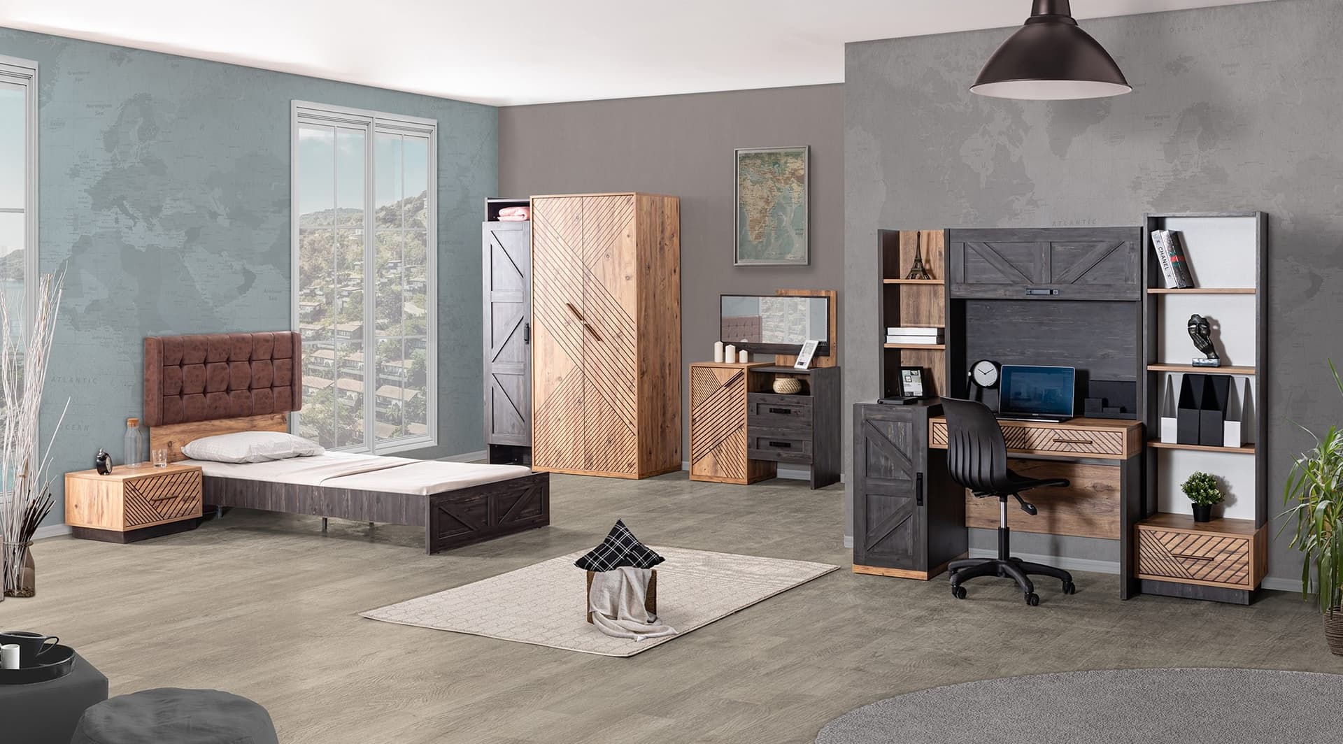 Antik Antrasit Genç Odası - Image 2