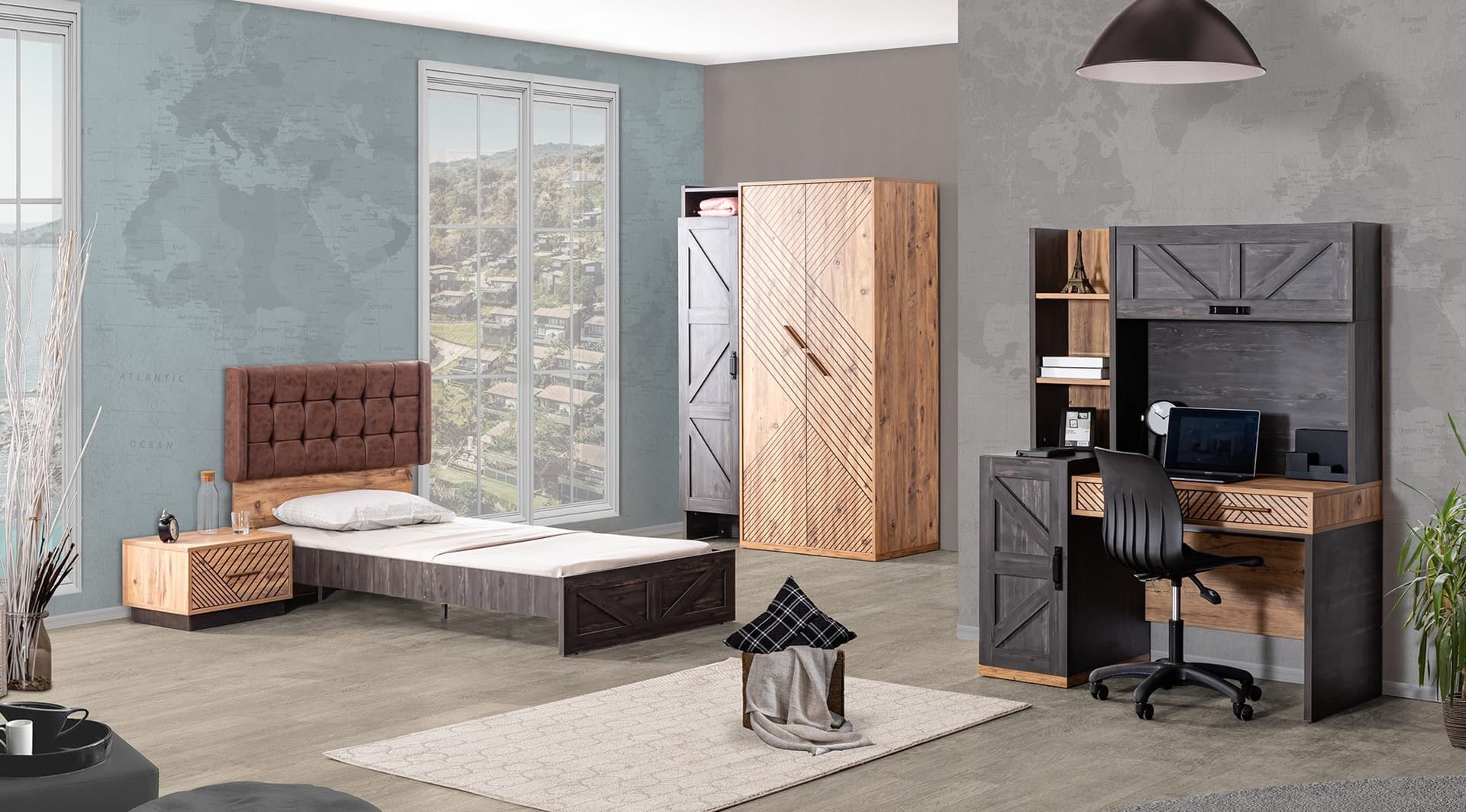 Antik Antrasit Genç Odası - Image 1