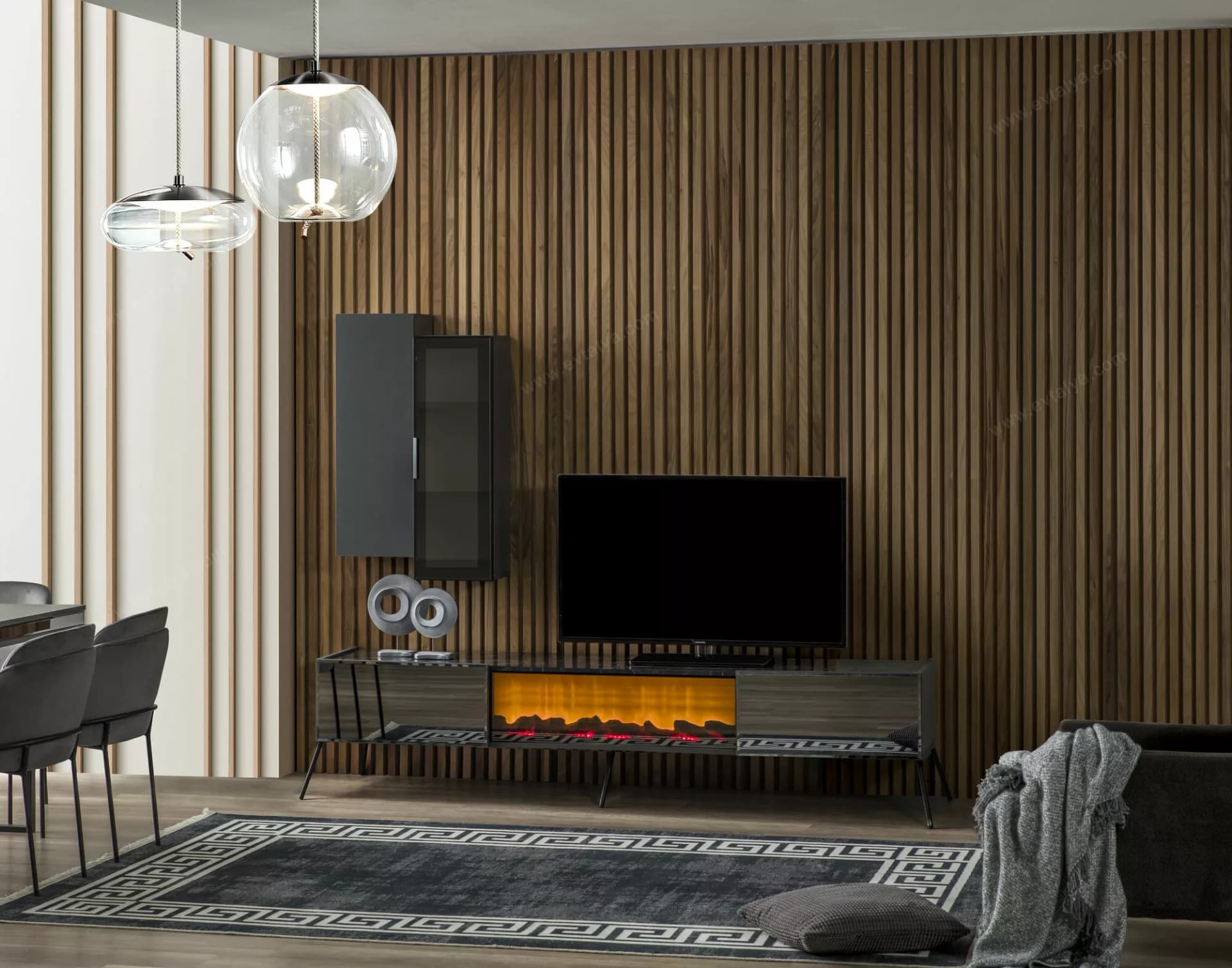 Bronze Alt Blok Şömineli TV Ünitesi 5