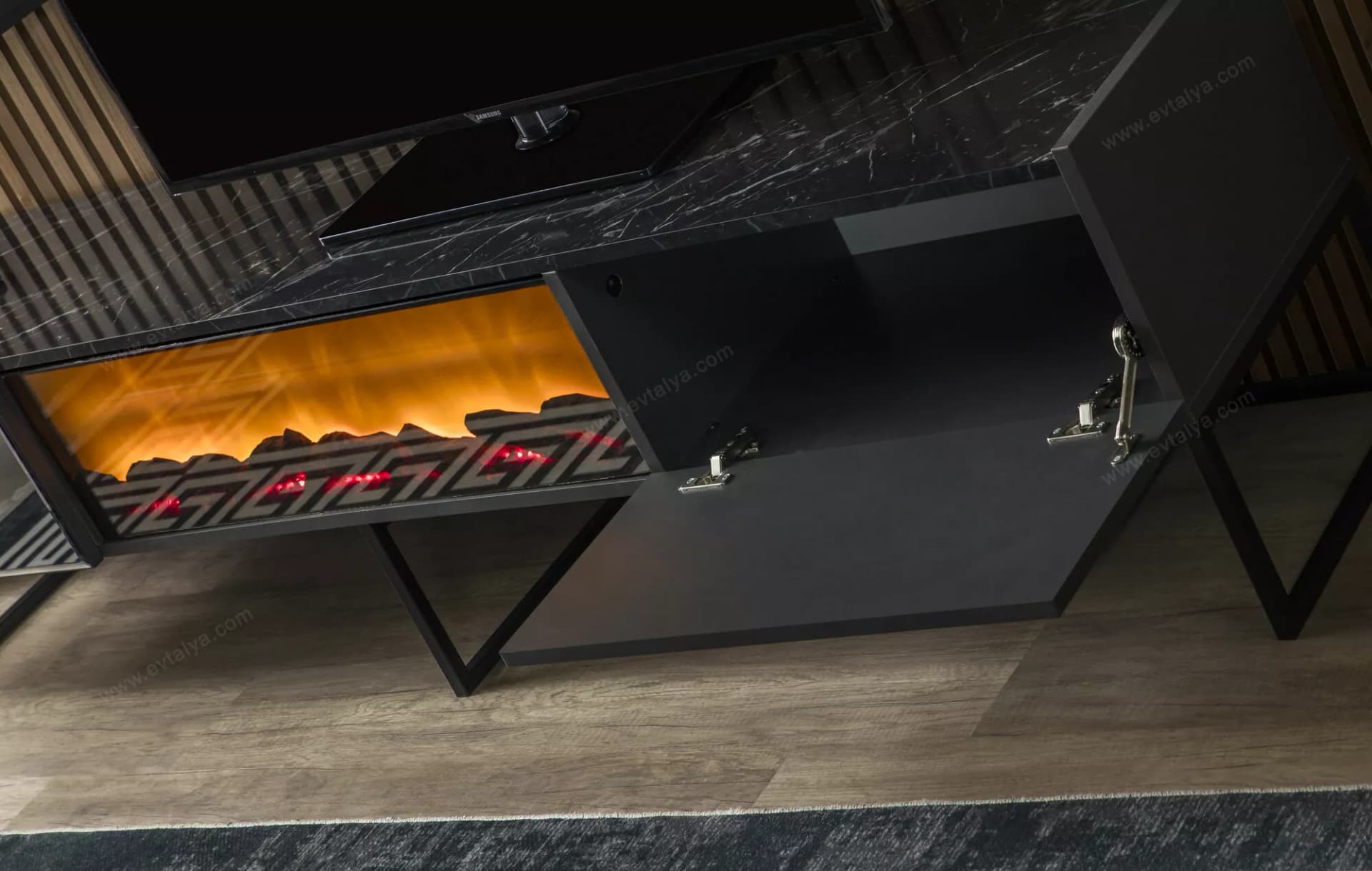 Floria Antrasit Şömineli TV Ünitesi 5