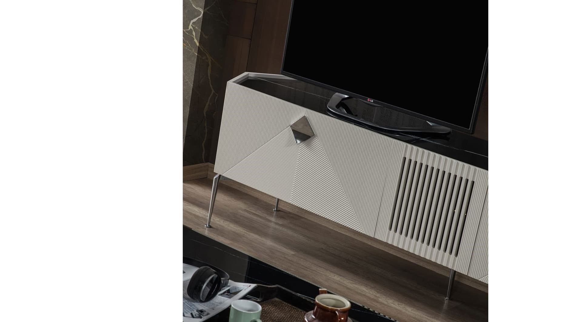 Giza Lake Beyaz Modern Tv Ünitesi 2