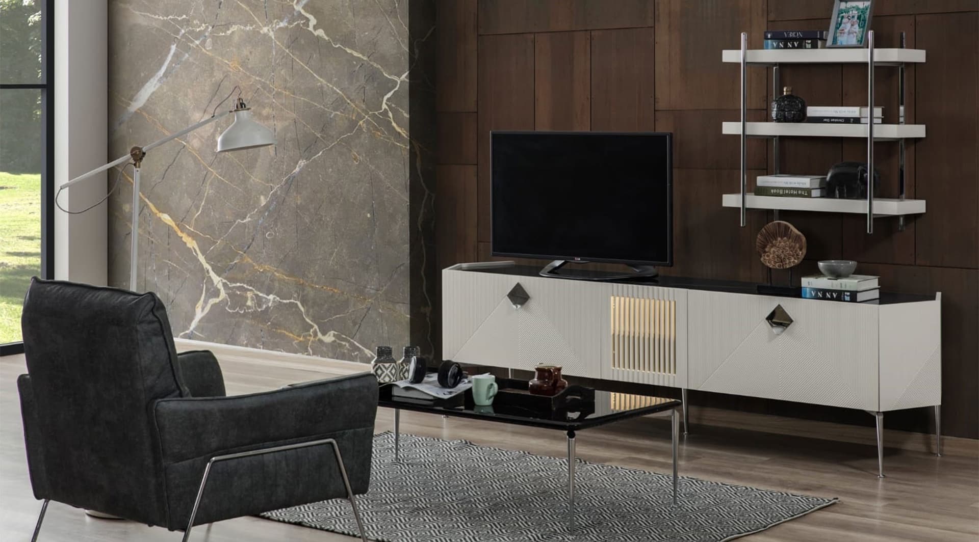 Giza Lake Beyaz Modern Tv Ünitesi 1