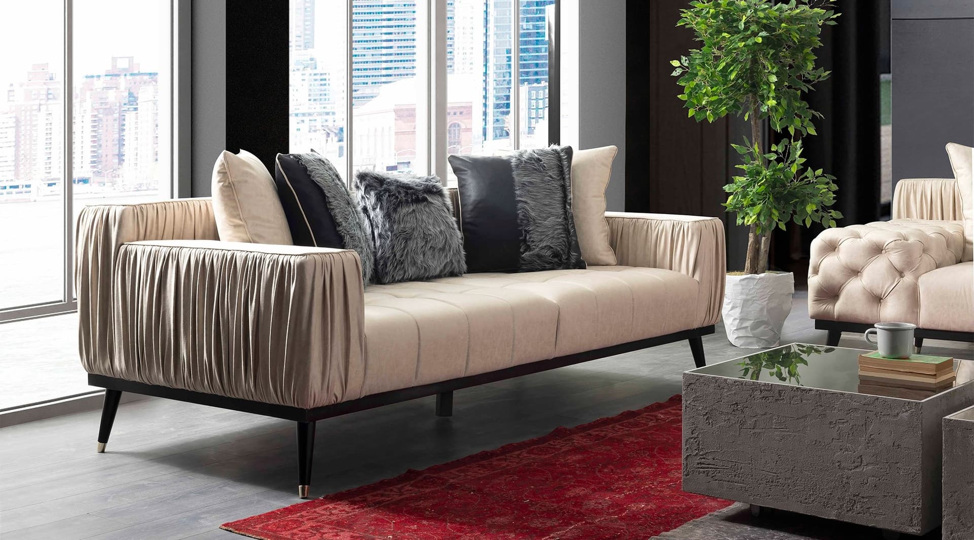 Hummer Krem Modern Koltuk Takımı - Image 3