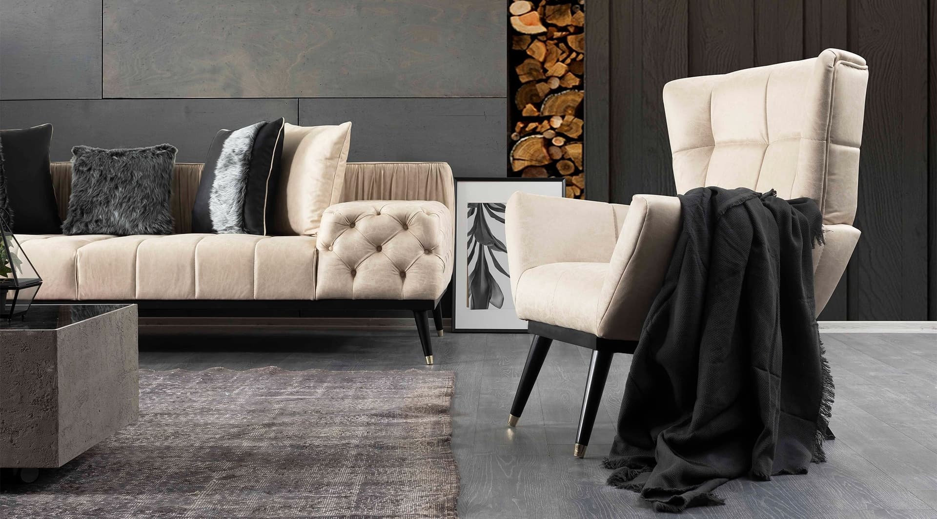 Hummer Krem Modern Koltuk Takımı - Image 4