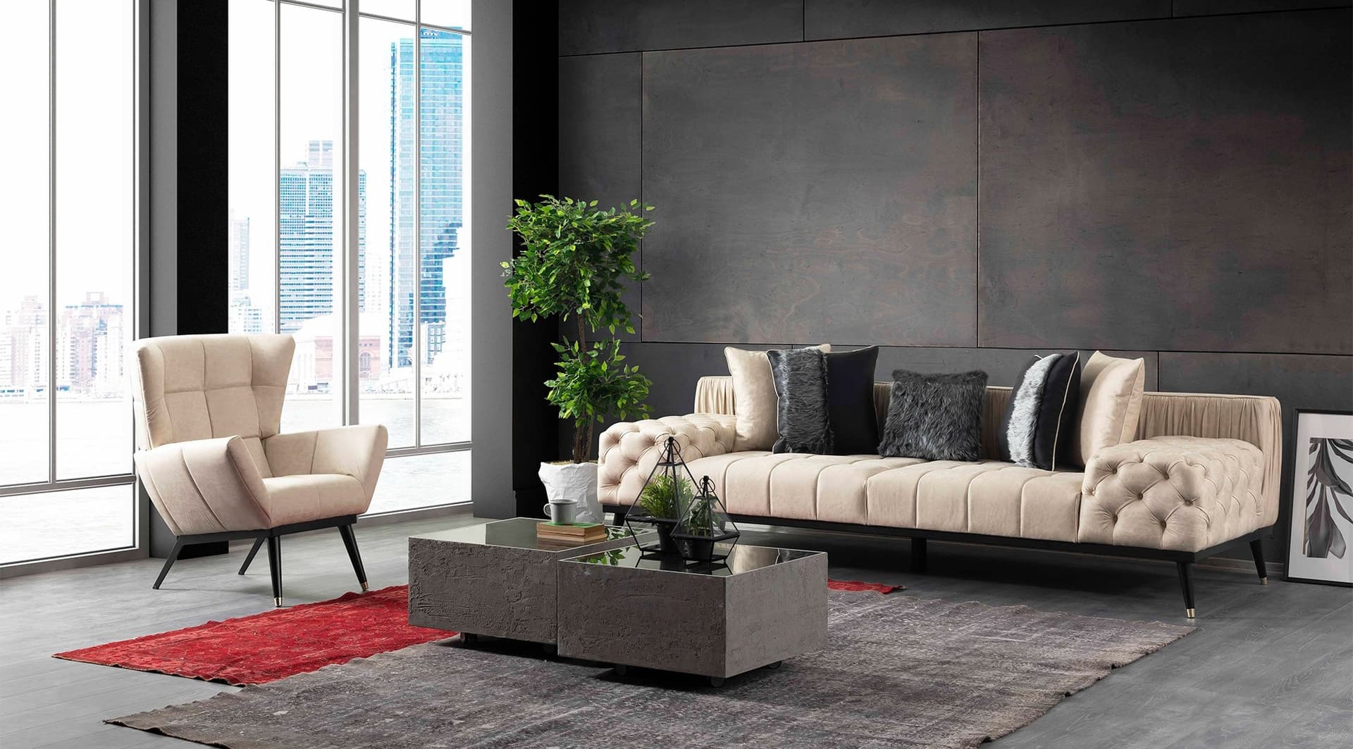 Hummer Krem Modern Koltuk Takımı - Image 6