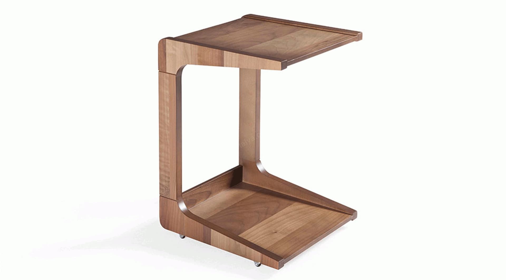 Klimt Tekerli Ahşap Yan Sehpa