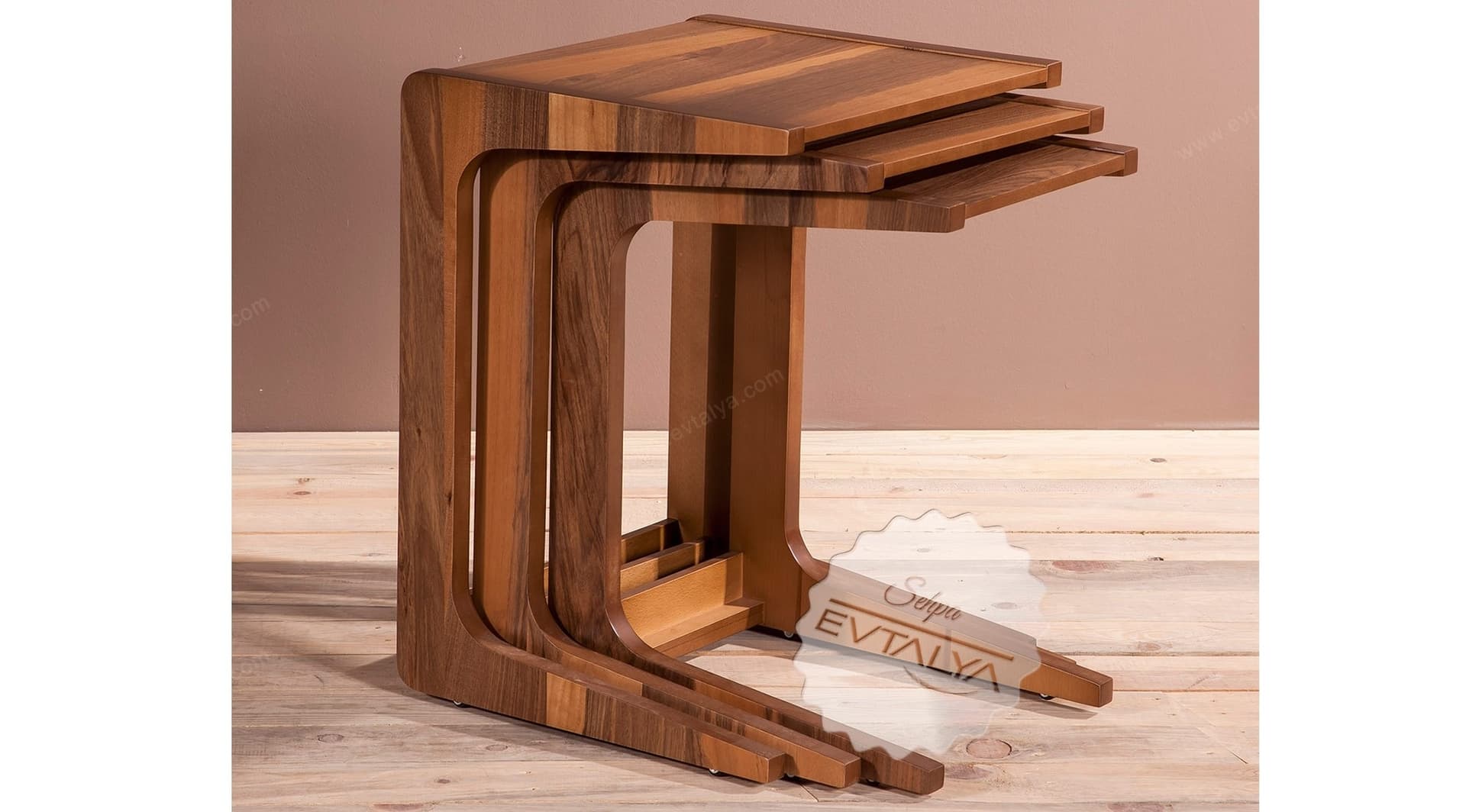 Klimt Ceviz Zigon Sehpa