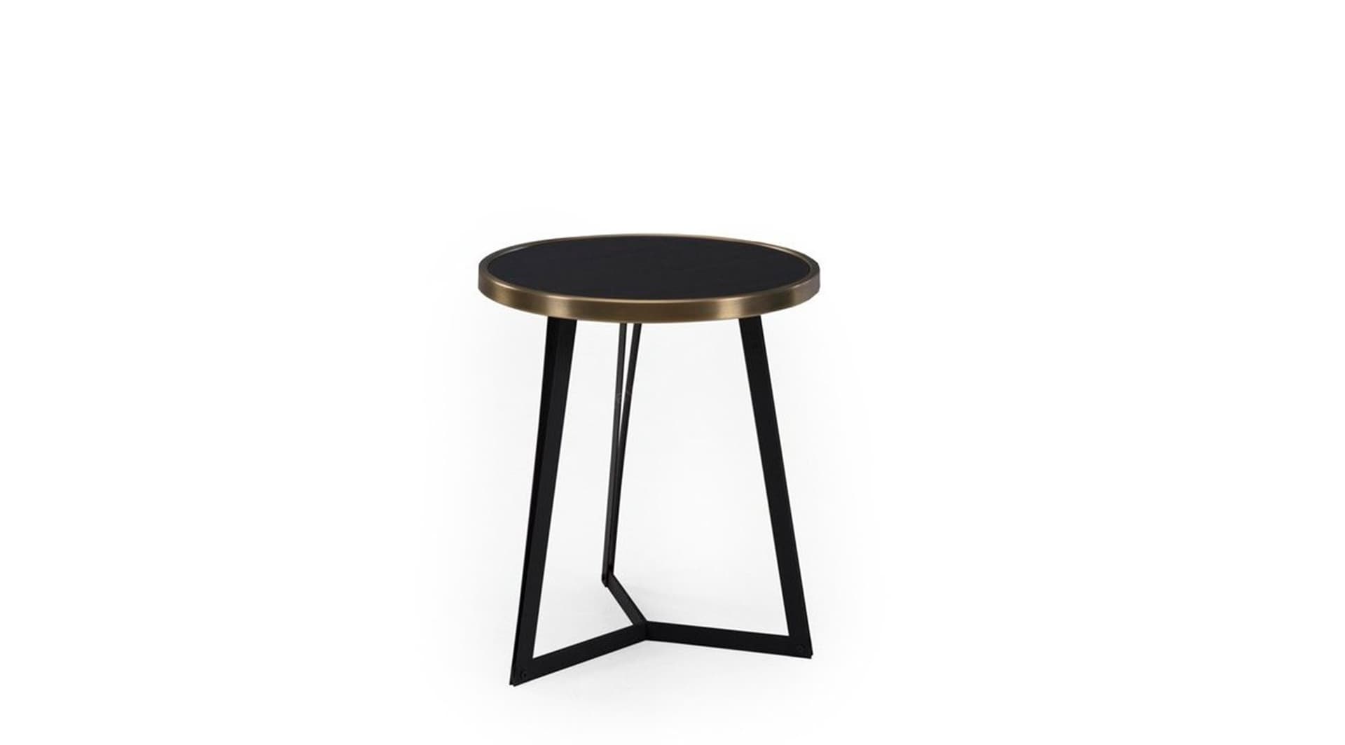 Miel Yuvarlak Siyah Metal Yan Sehpa