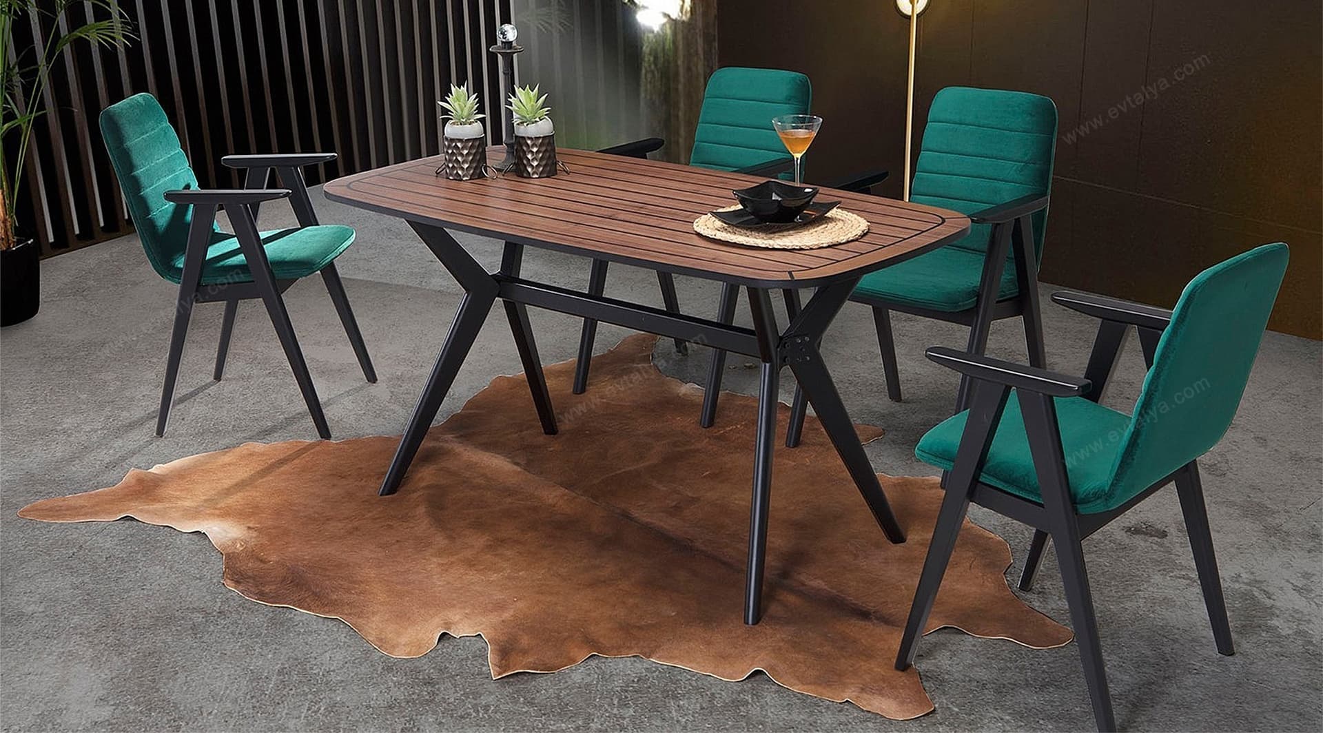 Monaco Siyah Modern Masa Takımı 2