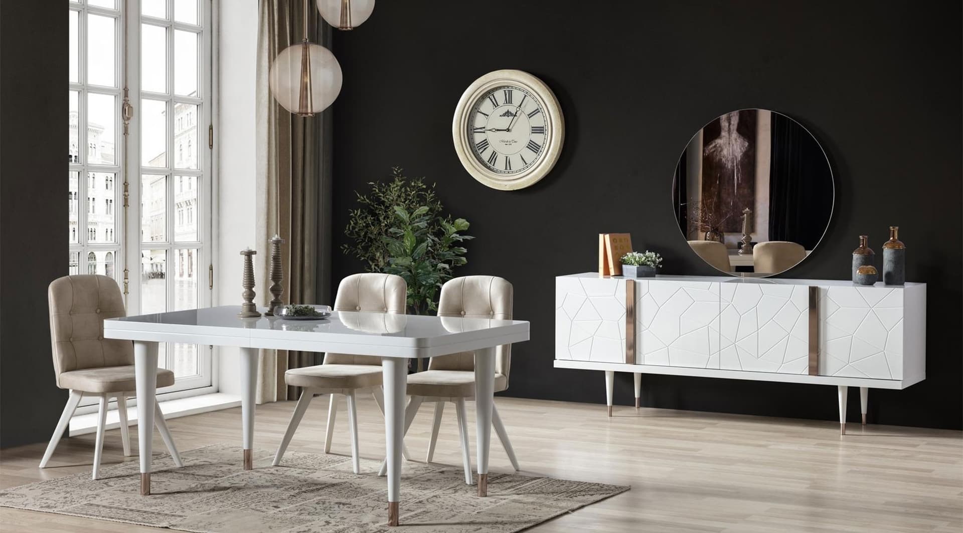 Petra Lake Beyaz Modern Yemek Odası Takımı - Image 1