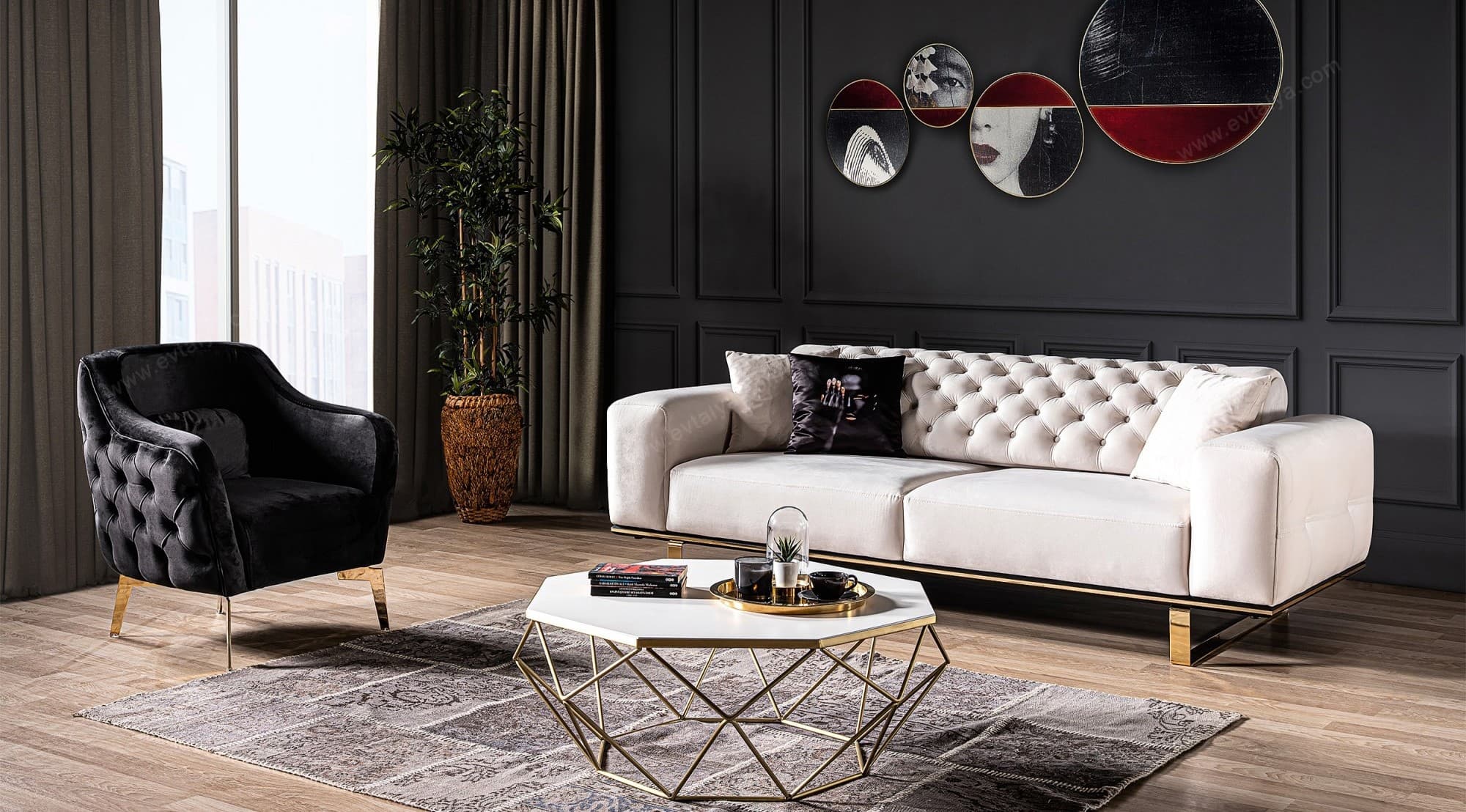 Roma Lüks Chester Üçlü Koltuk 4