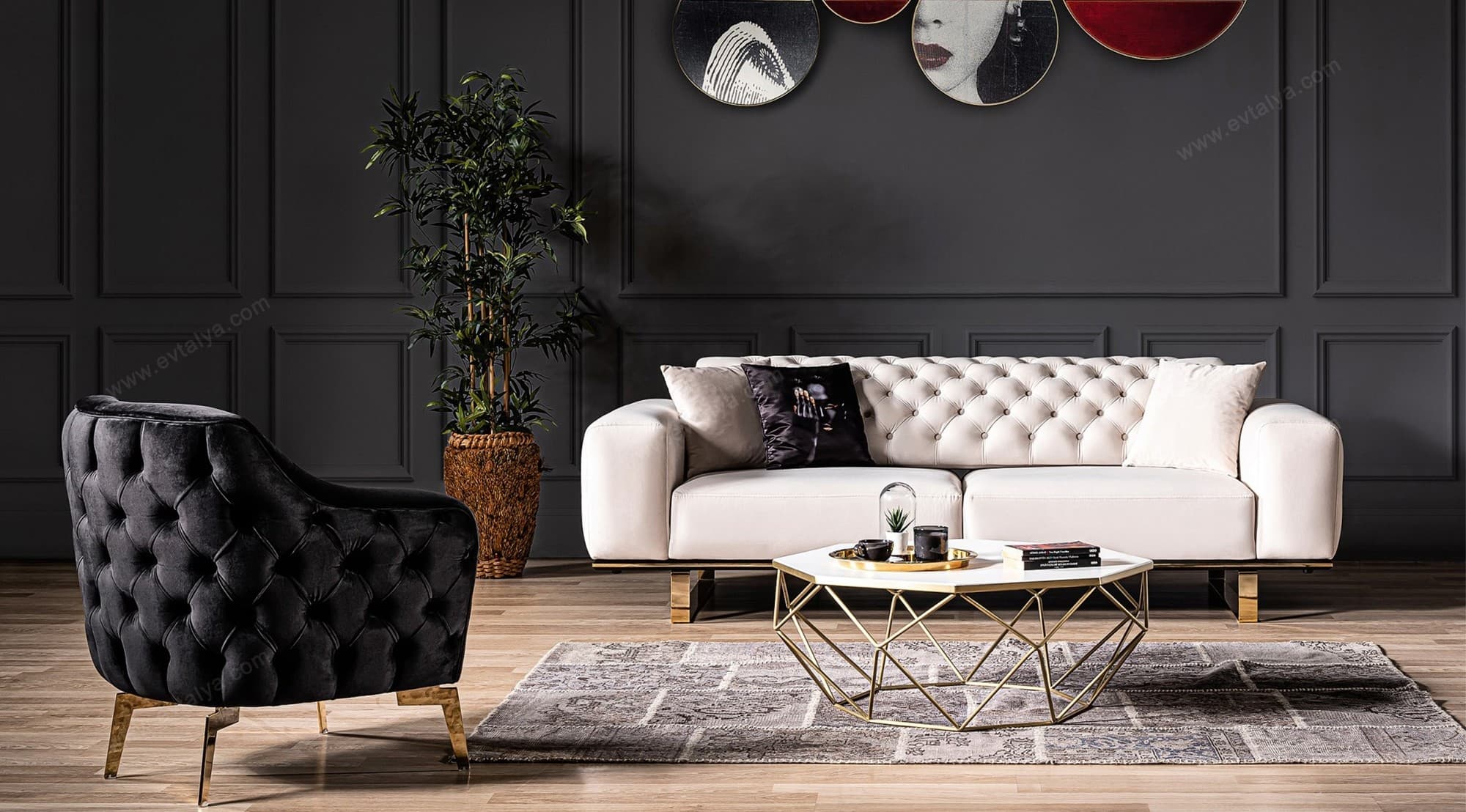 Roma Lüks Chester Üçlü Koltuk 5