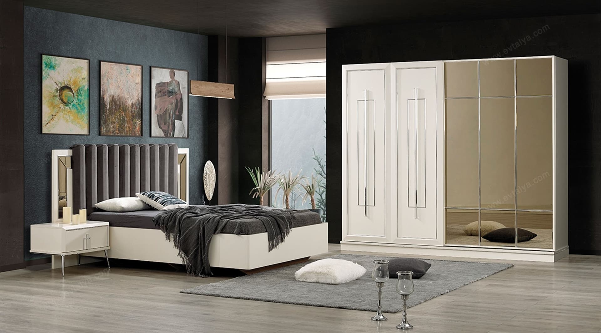 Silver Beyaz Modern Yatak Odası Takımı