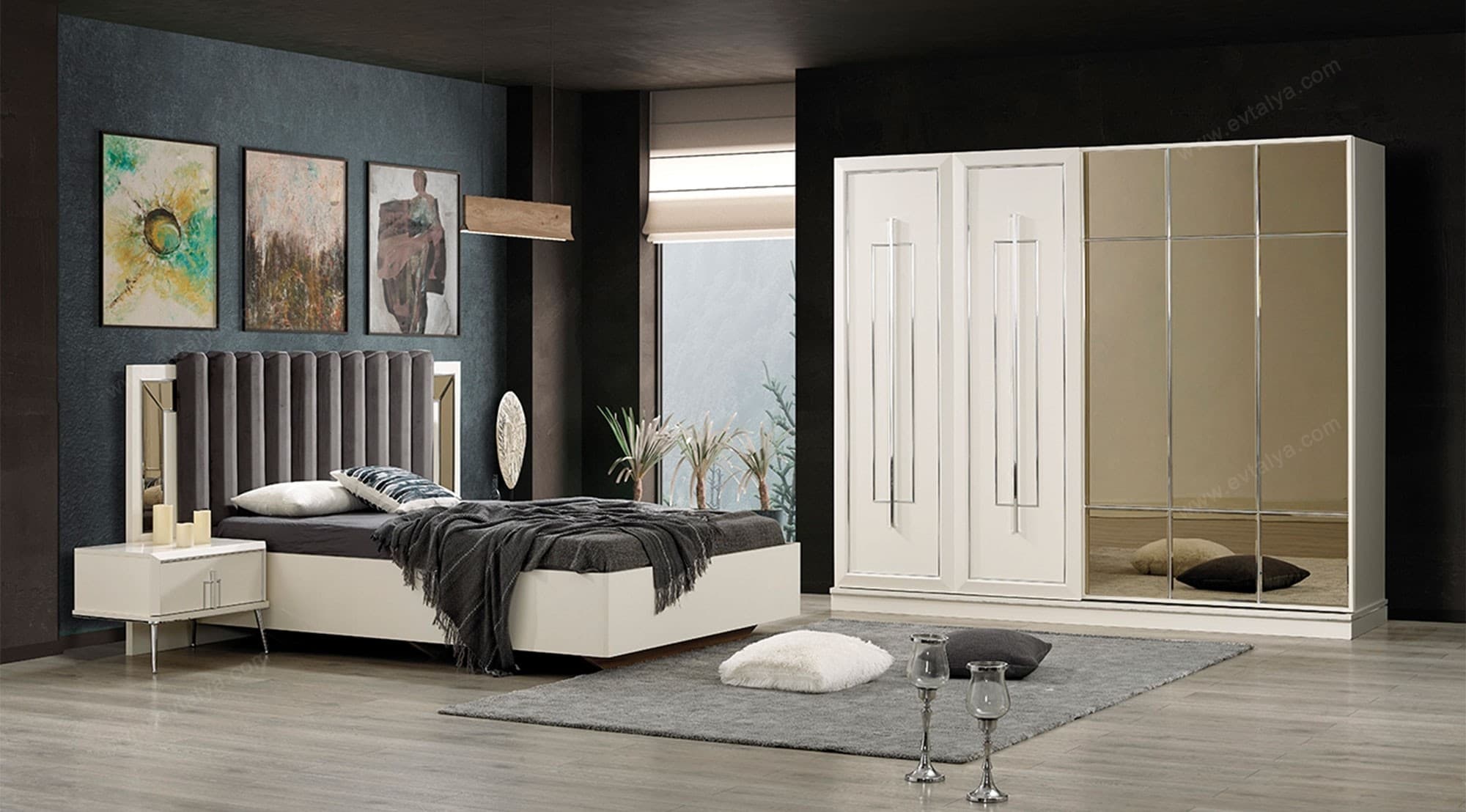 Silver Beyaz Modern Yatak Odası Takımı