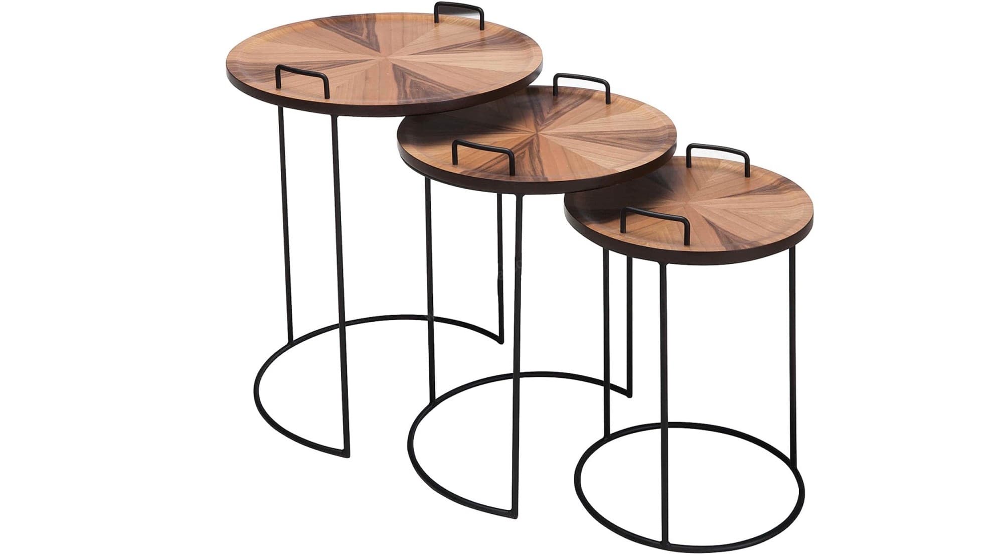 Sisley Yuvarlak Üçlü Siyah Metal Zigon Sehpa