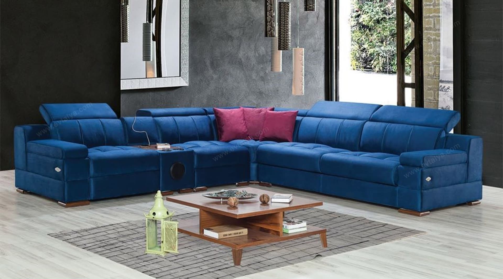 Tesla Mavi Akıllı Modern Köşe Koltuk Takımı