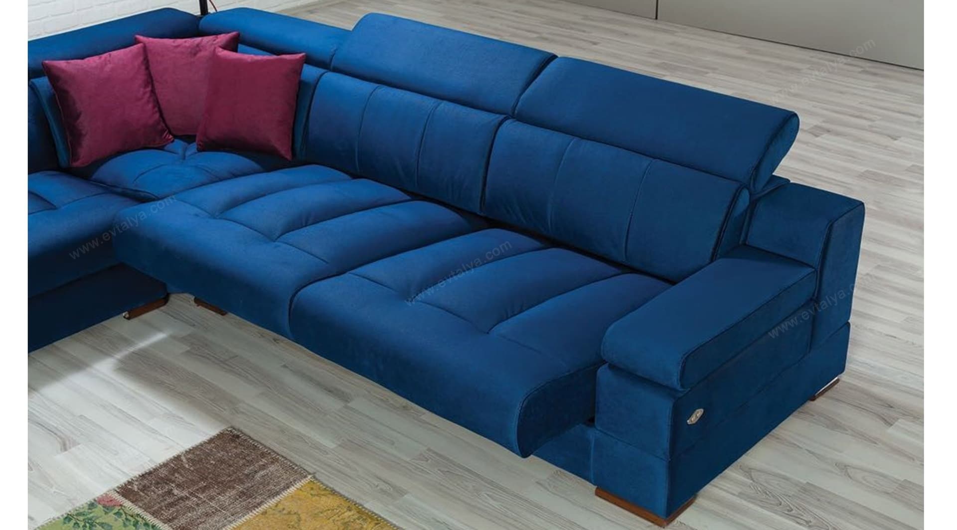 Tesla Mavi Akıllı Modern Köşe Koltuk Takımı 3