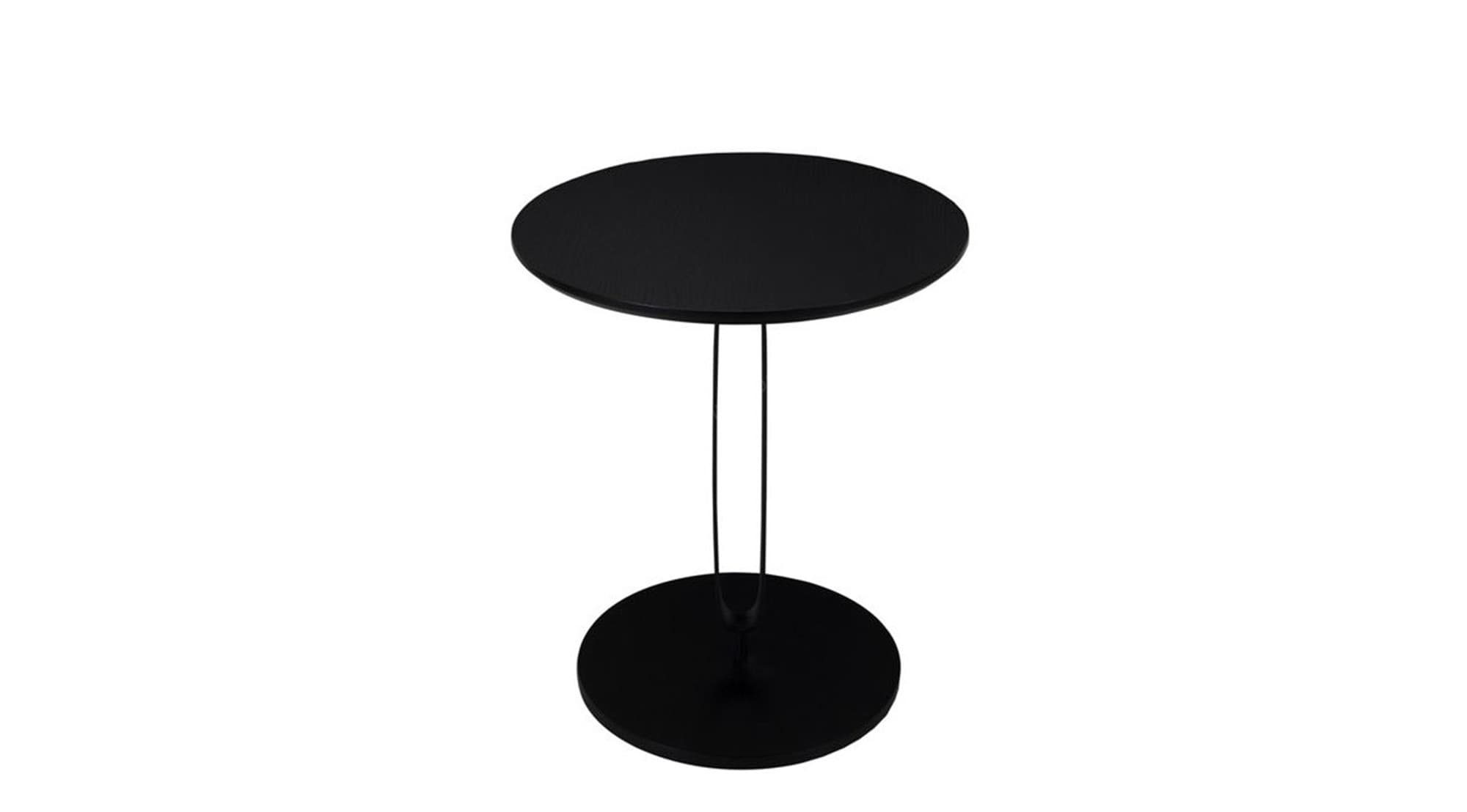 Tesla Yuvarlak Siyah Ahşap Yan Sehpa