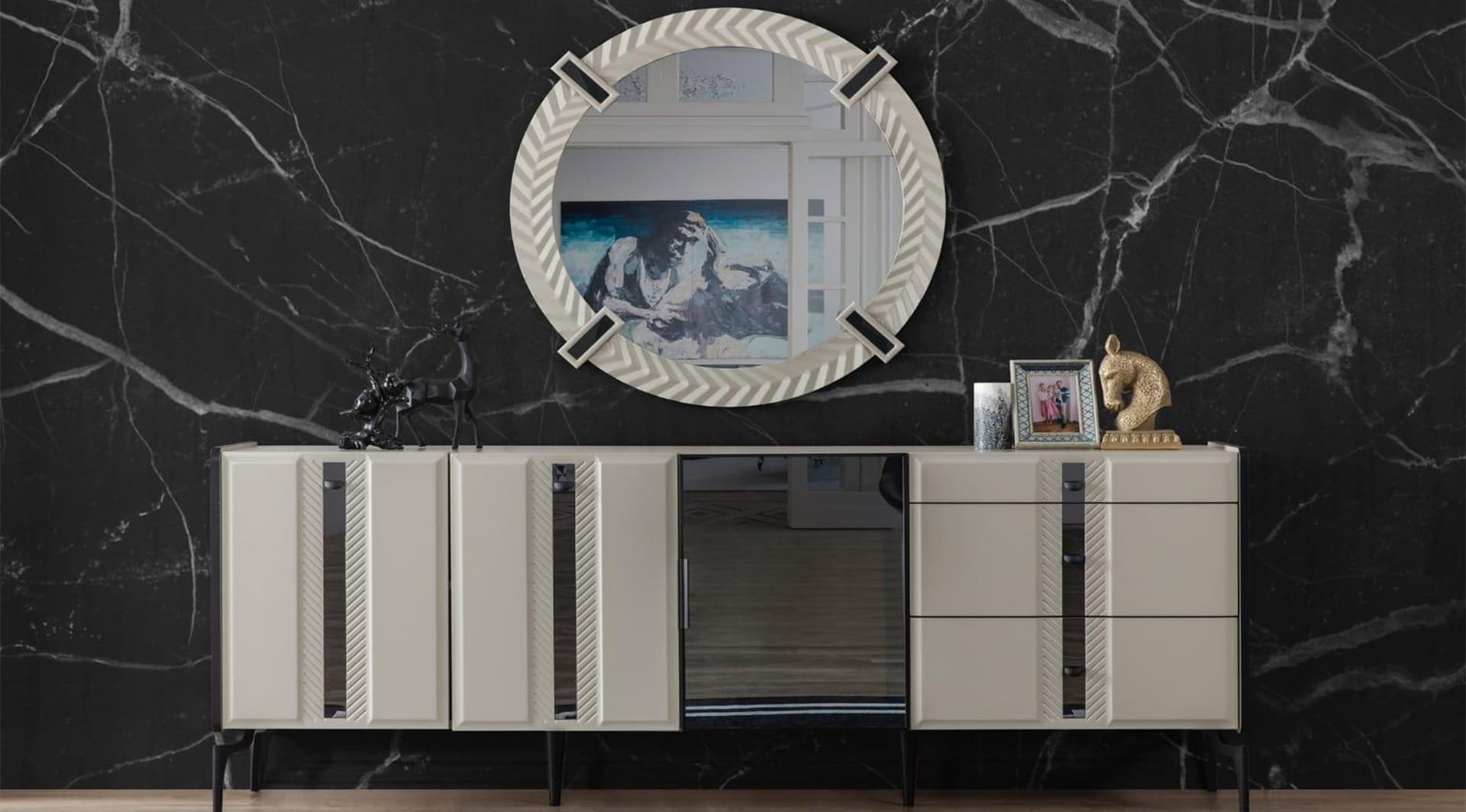 Versace Modern Aynalı Konsol