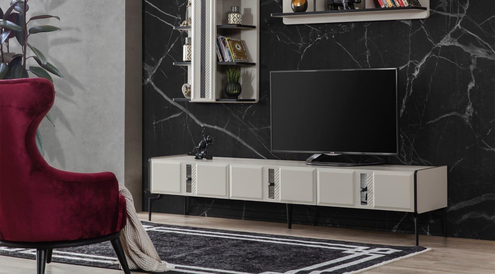 Versace Modern Beyaz Tv Ünitesi - Image 2