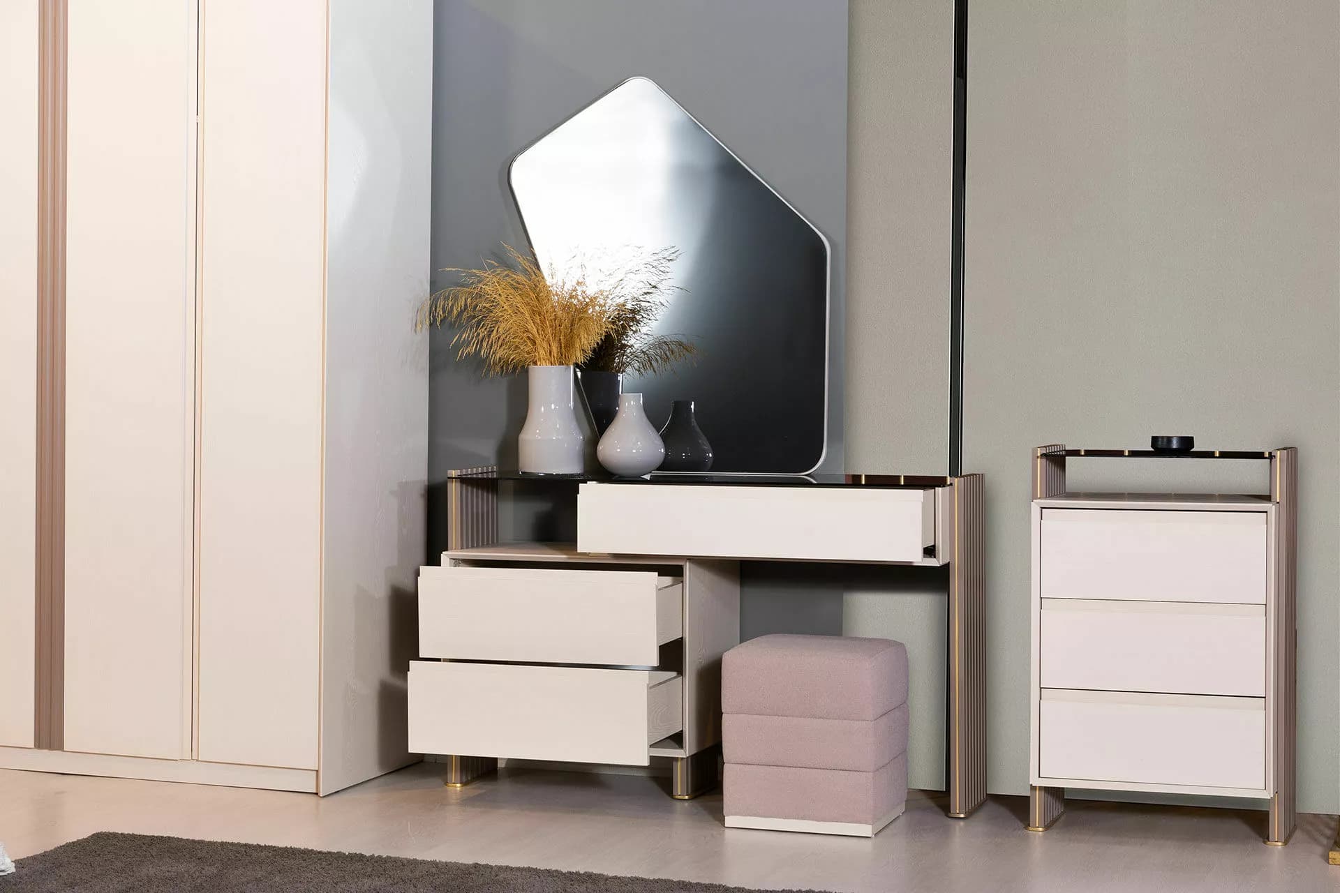 Adalya Modern Ekru Yatak Odası Takımı - Image 3