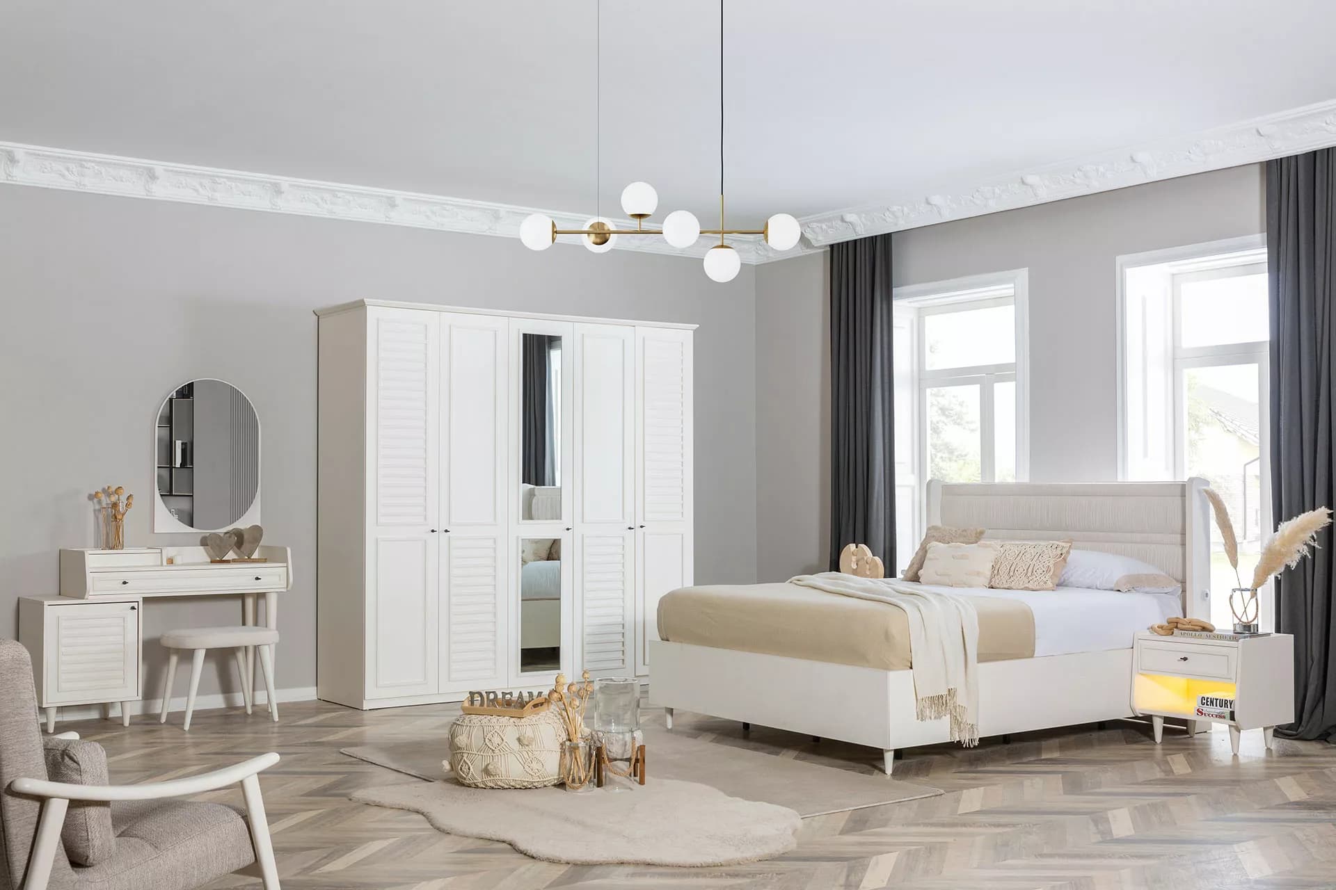 Agra Country Beyaz Yatak Odası Takımı - Image 1