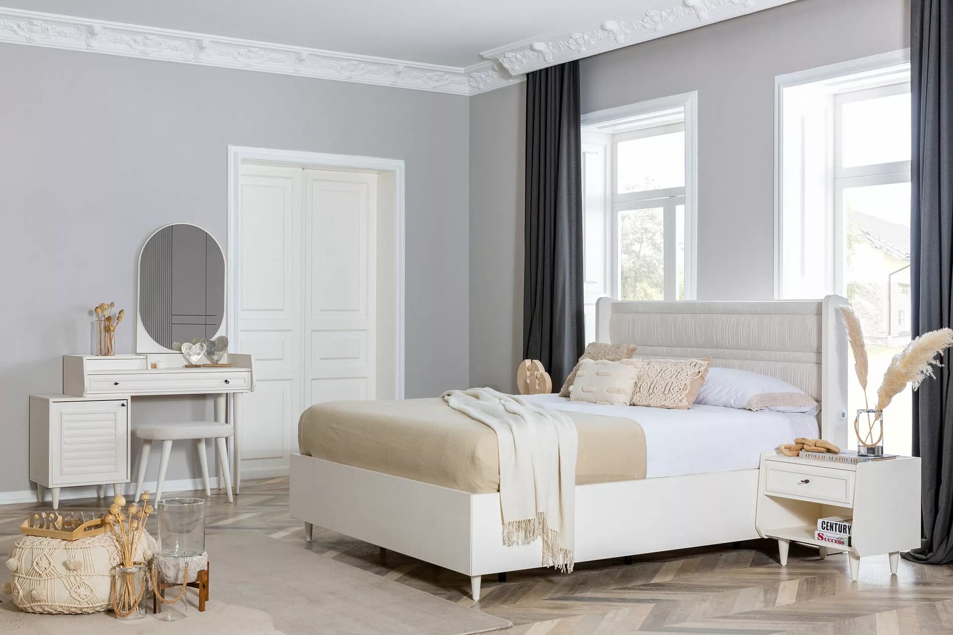 Agra Country Beyaz Yatak Odası Takımı - Image 3