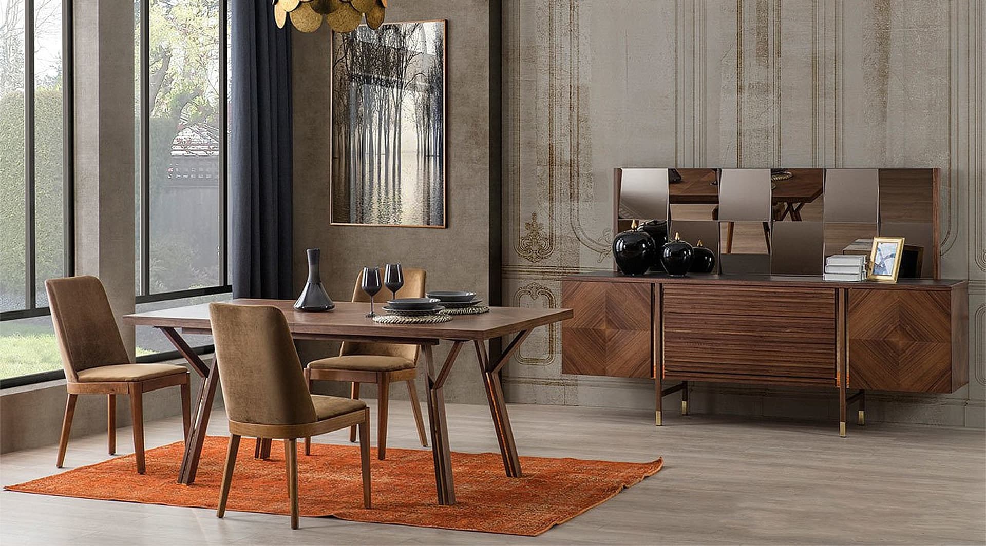 Arista Ceviz Modern Yemek Odası Takımı 1