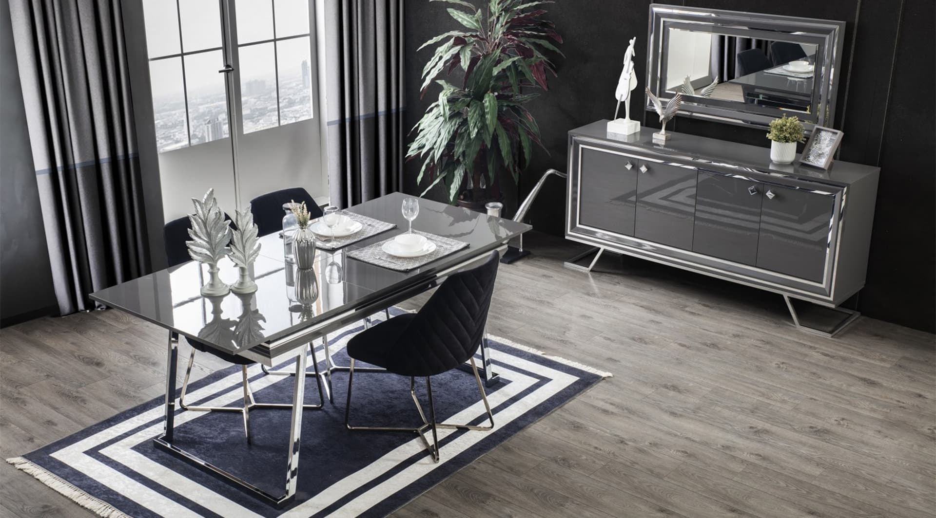 Asos Gri Yemek Odası Takımı 2