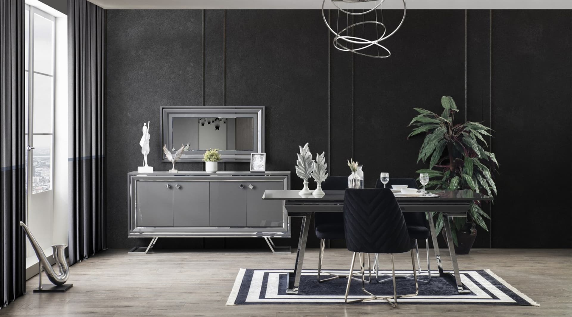 Asos Gri Yemek Odası Takımı 1