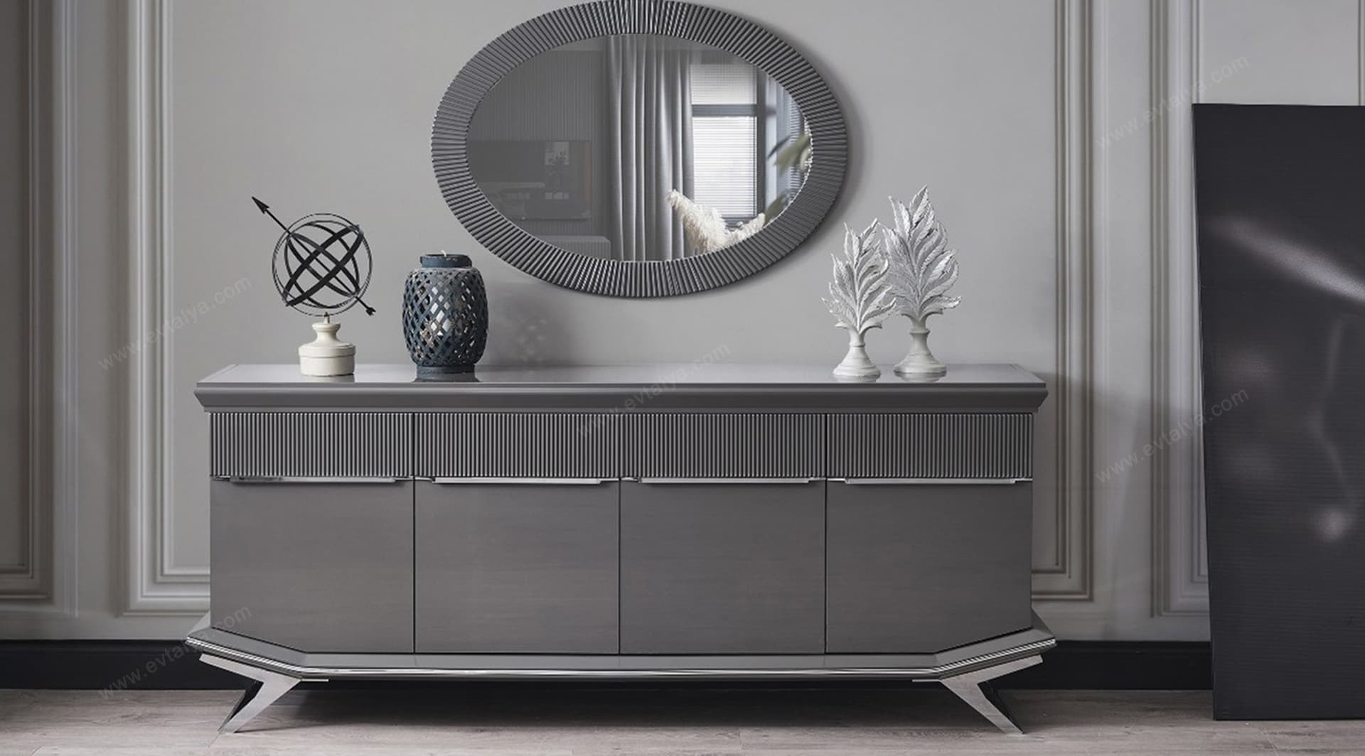 Asya Antrasit Krom Yemek Odası Takımı - Image 4