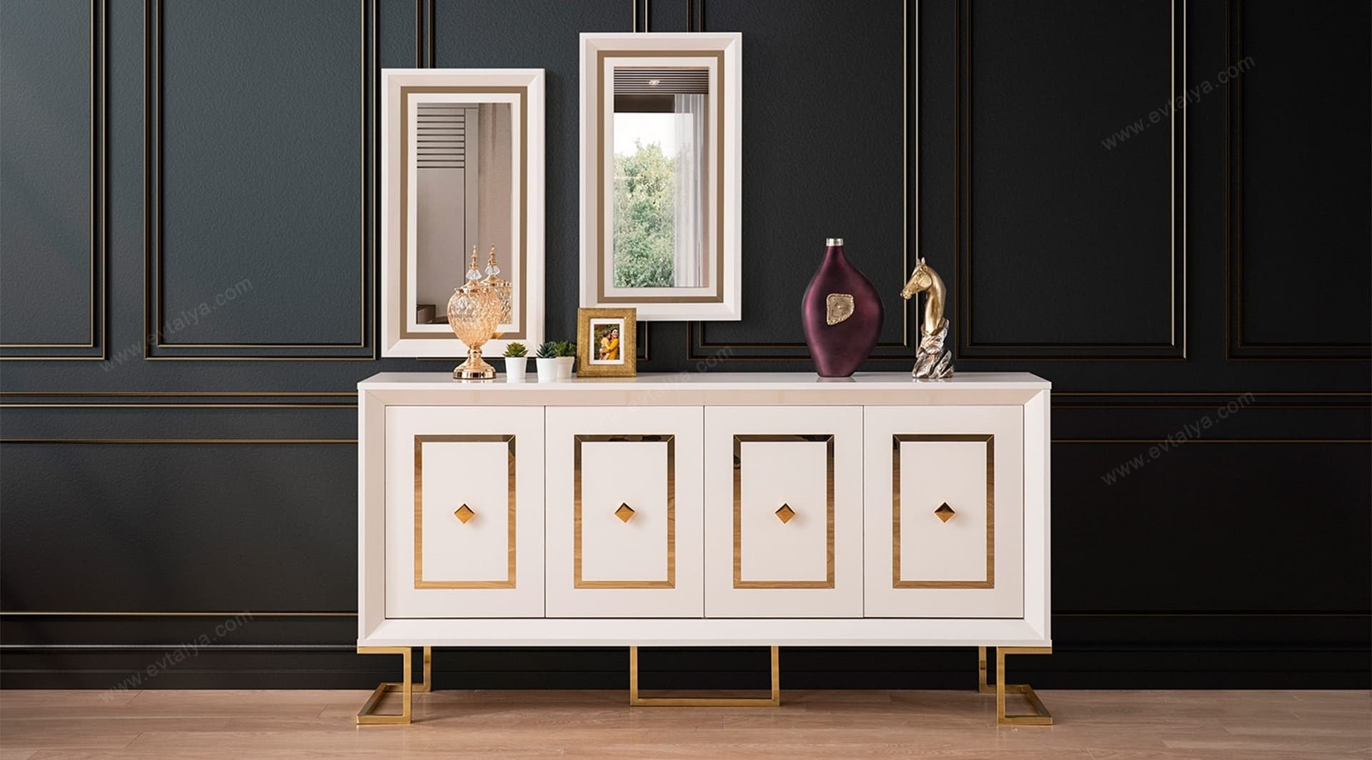 Berrak Beyaz Gold Yemek Odası Takımı - Image 3