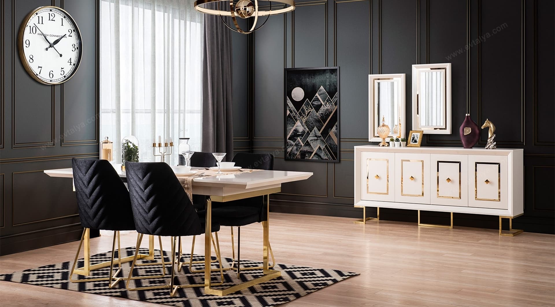 Berrak Beyaz Gold Yemek Odası Takımı - Image 2