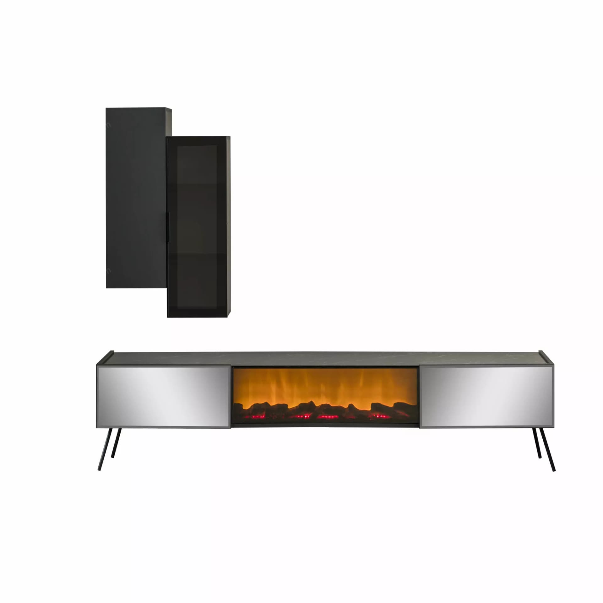 Bronze Antrasit Şömineli TV Ünitesi - Image 1
