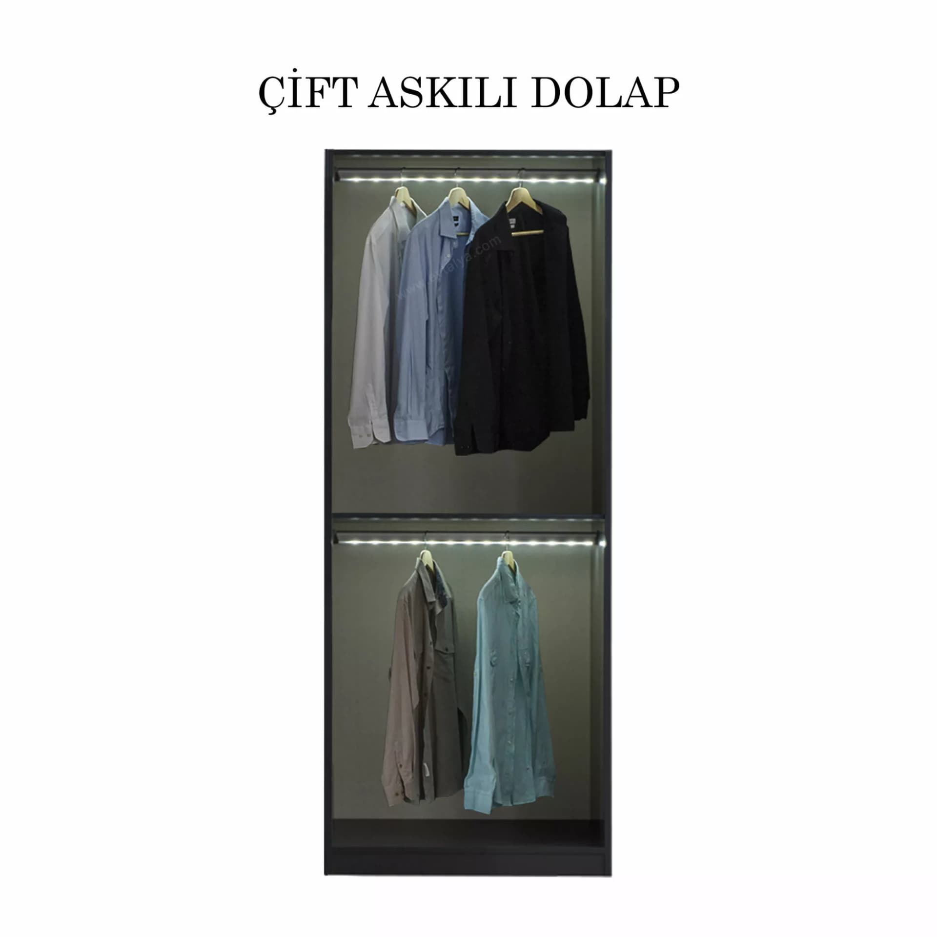 Bronze İki Kapılı Çift Askılıklı Gardırop - Image 1