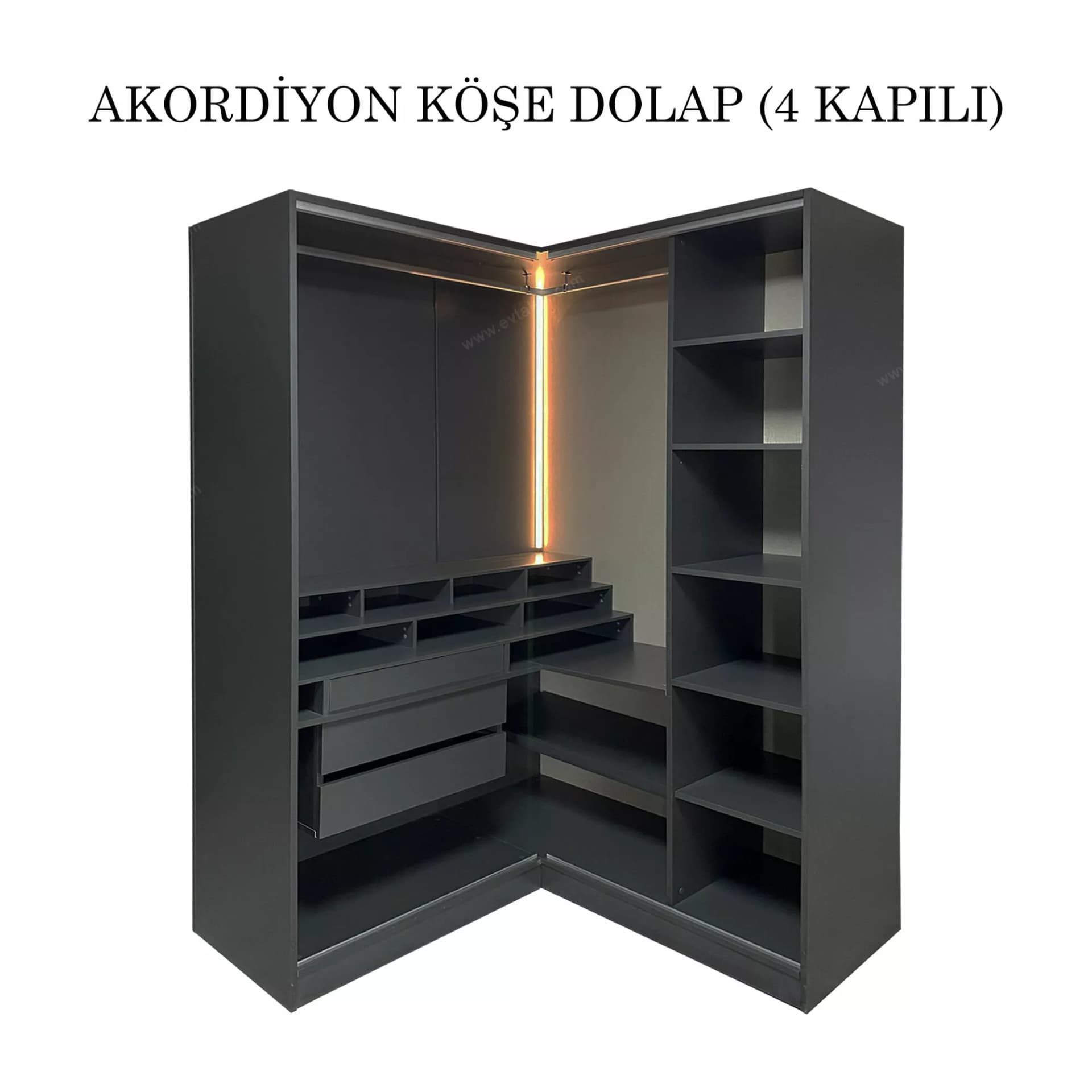 Bronze Giyinme Odası Akordiyon Köşe Gardırop - Image 1