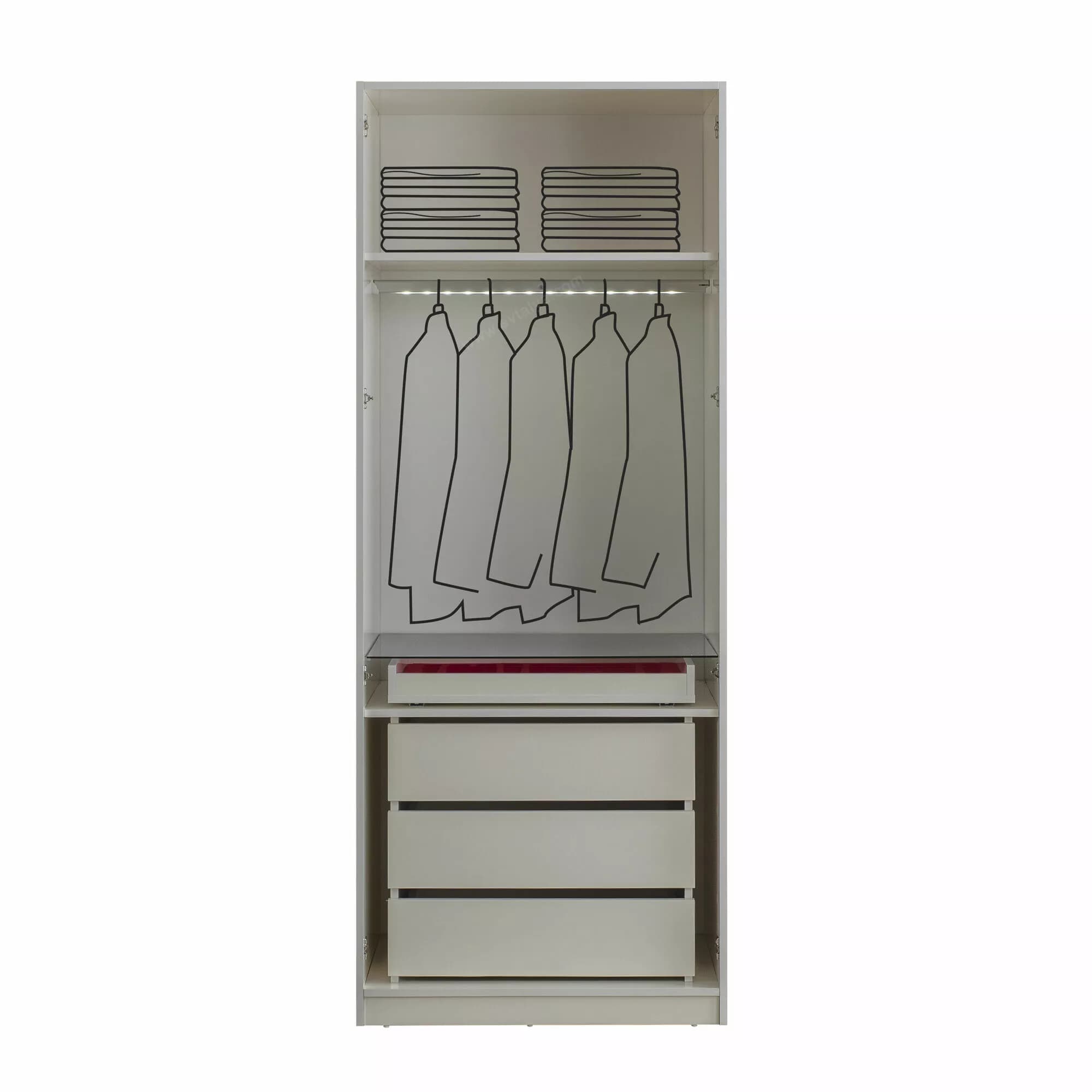 Bronze İki Kapaklı Çekmeceli Askılıklı Gardırop - Image 2