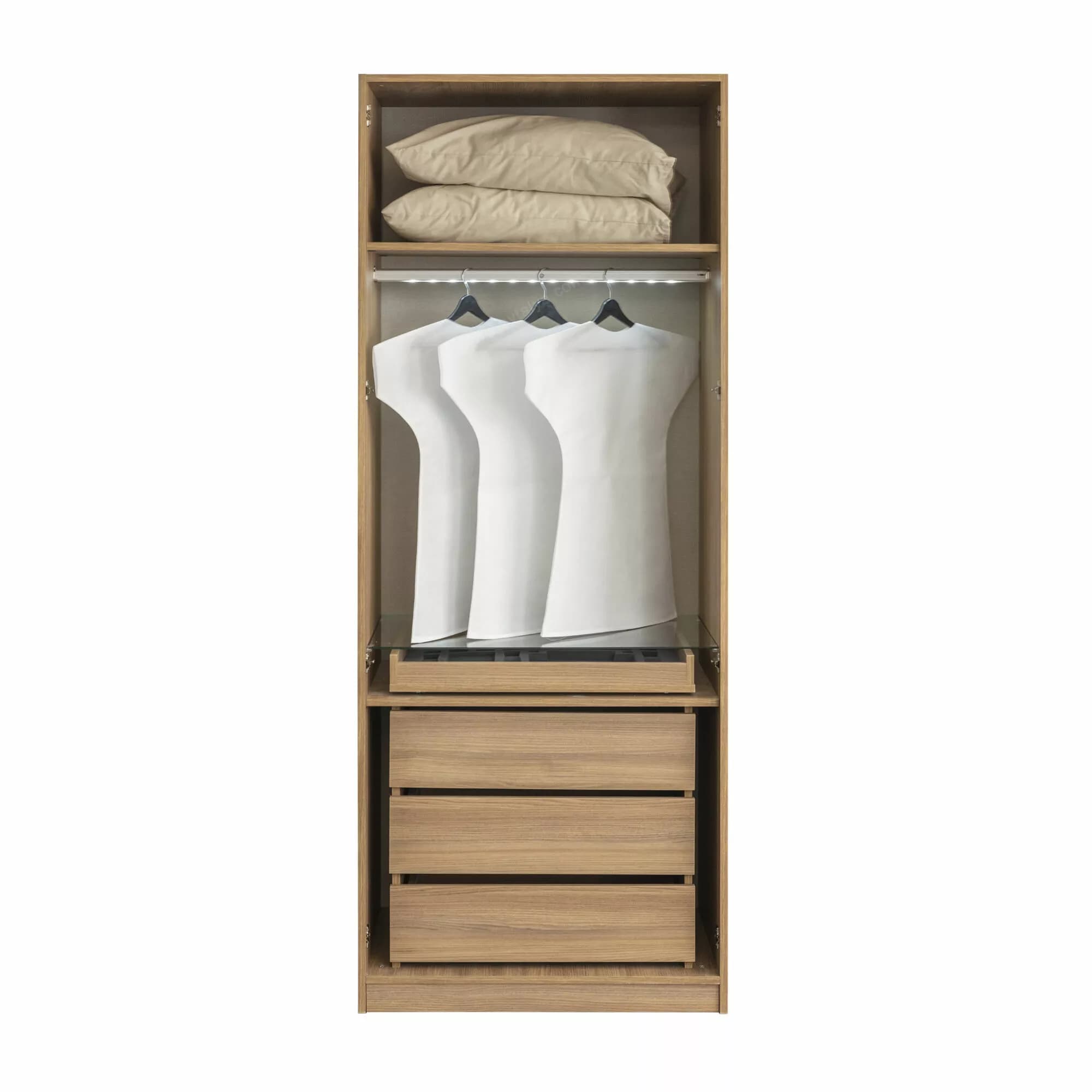 Bronze İki Kapaklı Çekmeceli Askılıklı Gardırop - Image 3