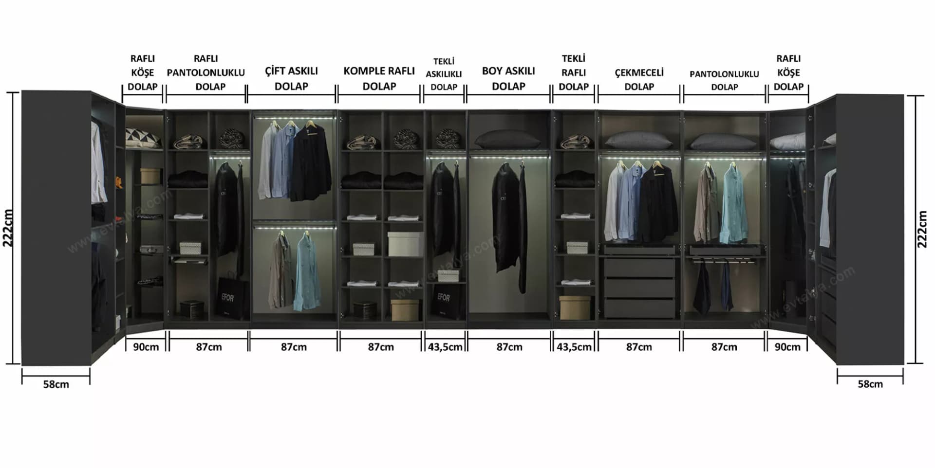 Bronze İki Kapılı Pantolonluklu Gardırop - Image 2