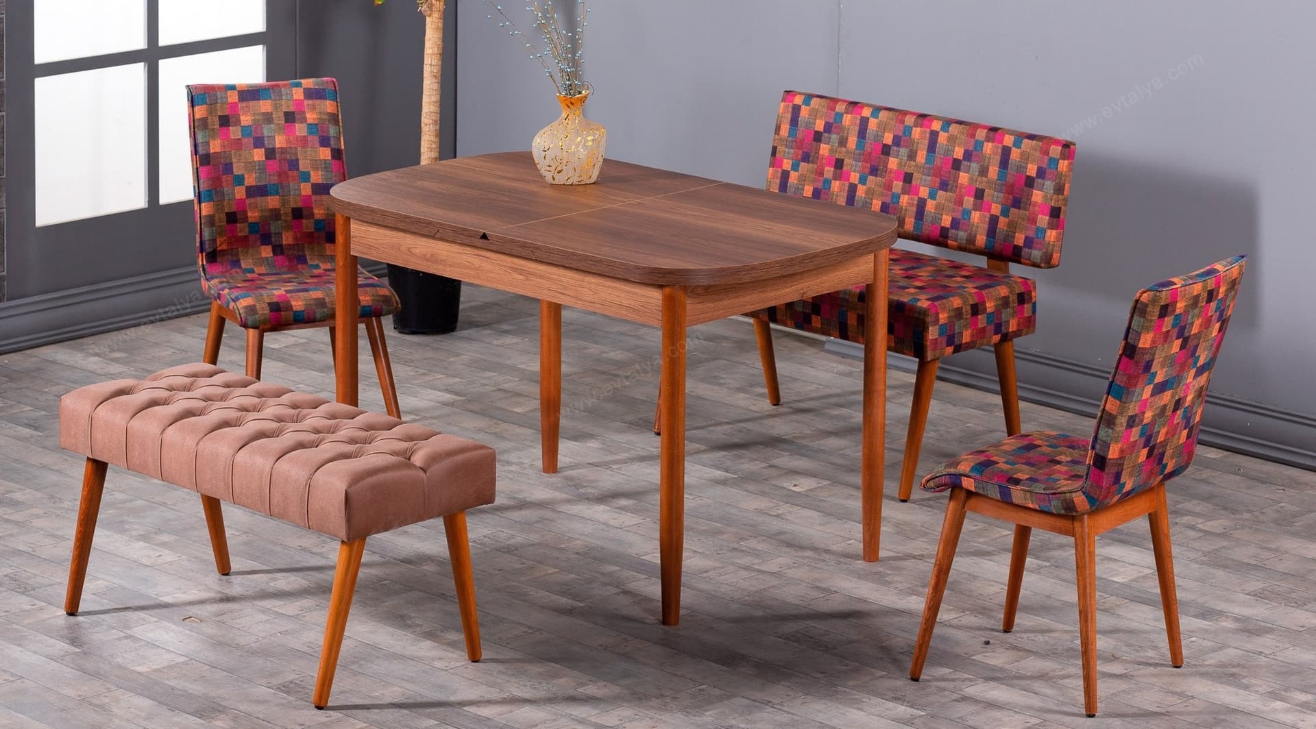 Carina Banklı Modern Masa Takımı