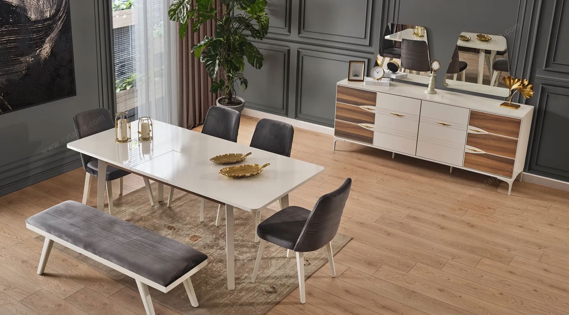 Cazibe Ekru Yemek Odası Takımı - Image 2