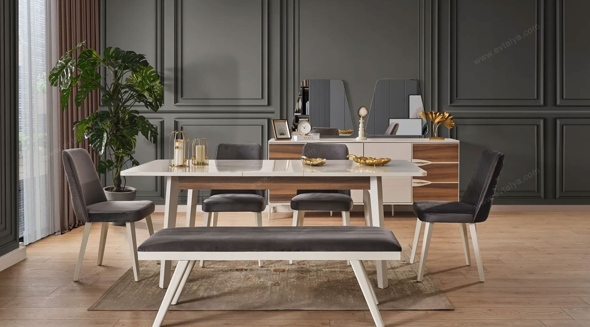 Cazibe Ekru Yemek Odası Takımı - Image 1