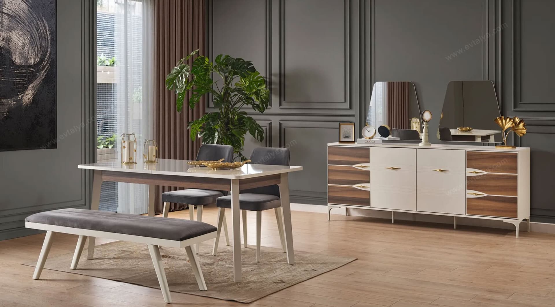 Cazibe Ekru Yemek Odası Takımı - Image 3