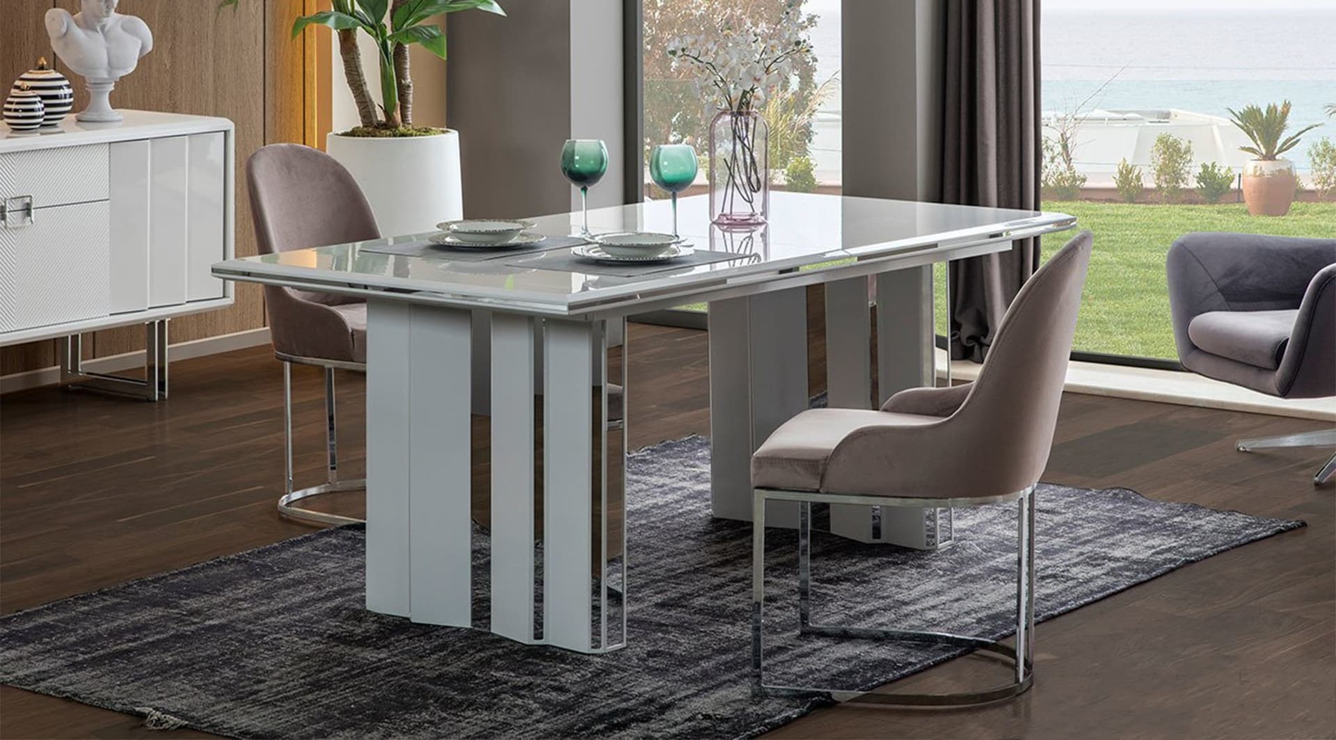 Dante Beyaz Modern Yemek Odası Takımı - Image 5