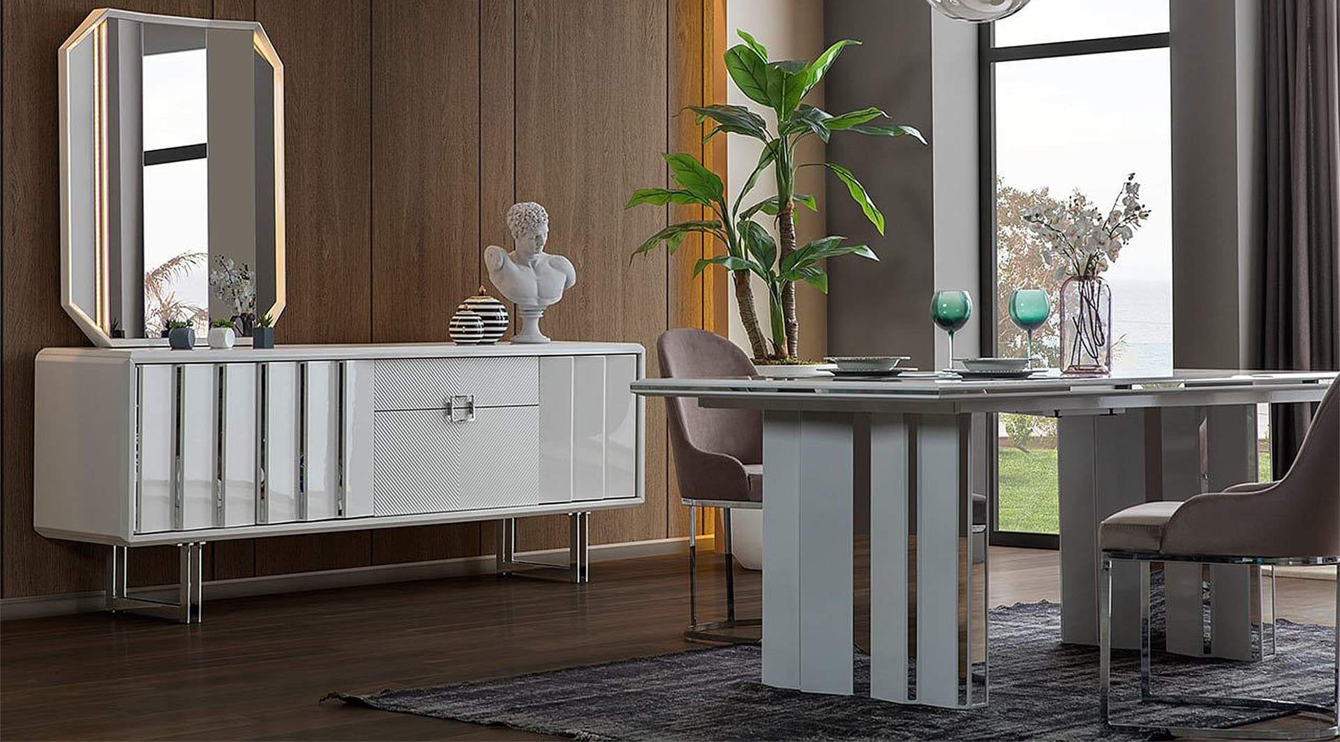 Dante Beyaz Modern Yemek Odası Takımı - Image 2