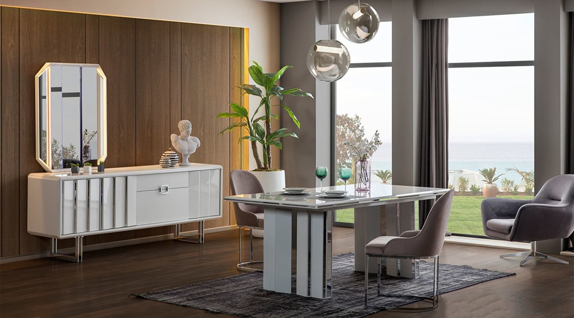 Dante Beyaz Modern Yemek Odası Takımı - Image 1