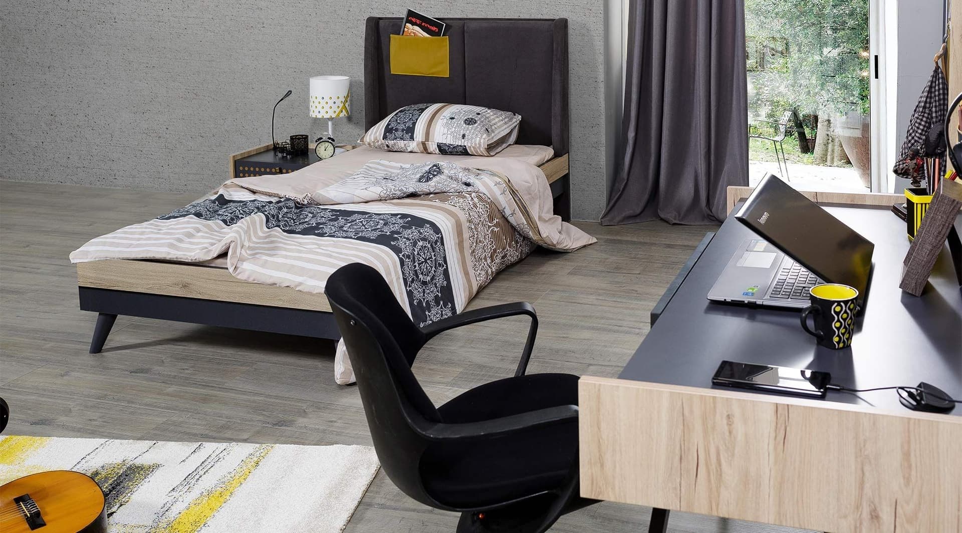 Dark Point Modern Siyah Karyola - Image 1