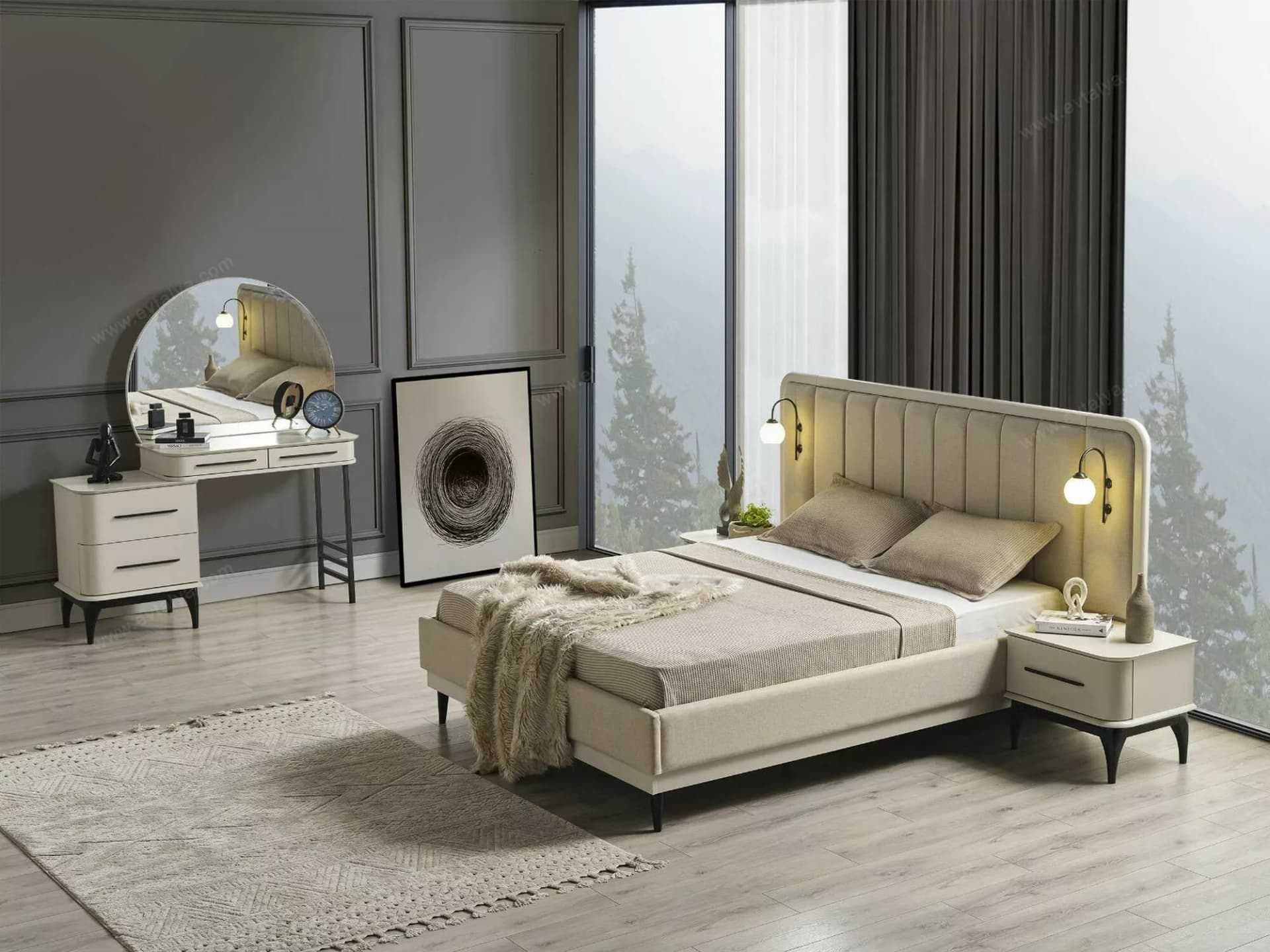 Destan Luxury Ekru Yatak Odası Takımı - Image 2