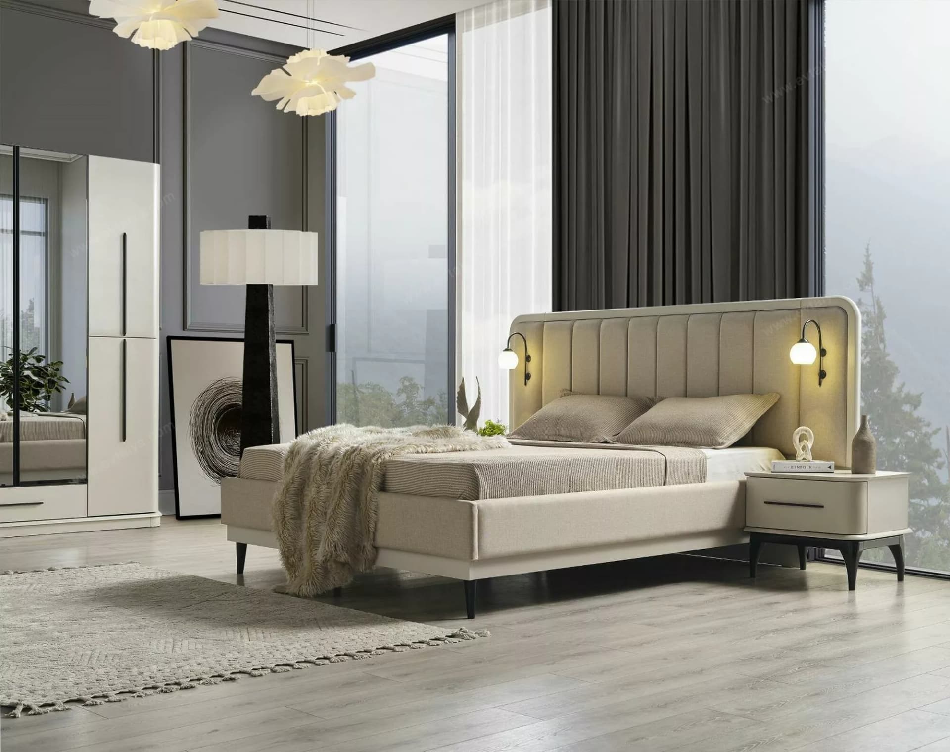 Destan Luxury Ekru Yatak Odası Takımı - Image 3